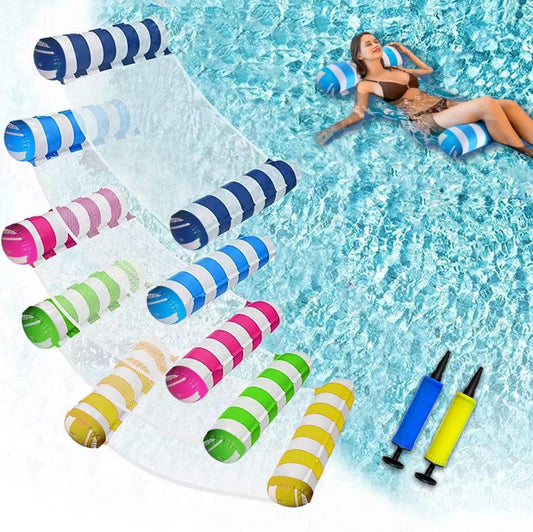 HotJUXIAO 5 Pack Upgrated XL Water Pool Floats, 4-in-1 (Hammock, Saddle, Lounge Chair, Drifter) Multi-Purpose Water Pool Float, Non-Stick PVC Material