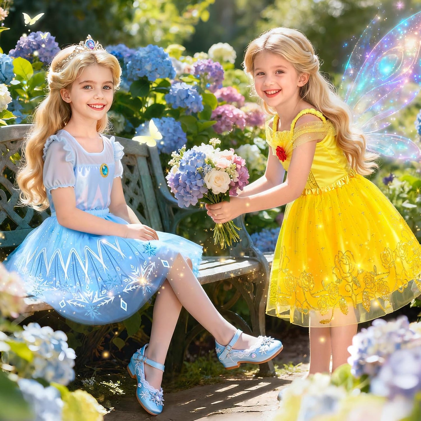 HotJeowoqao Princess Costumes for Girls, Princess Dress up Clothes for Girl 4-6 Princess Dresses,Little Girl Dress up Pretend Role Play, Christmas Birthday Gifts for Toddler Girl Aged 3-6