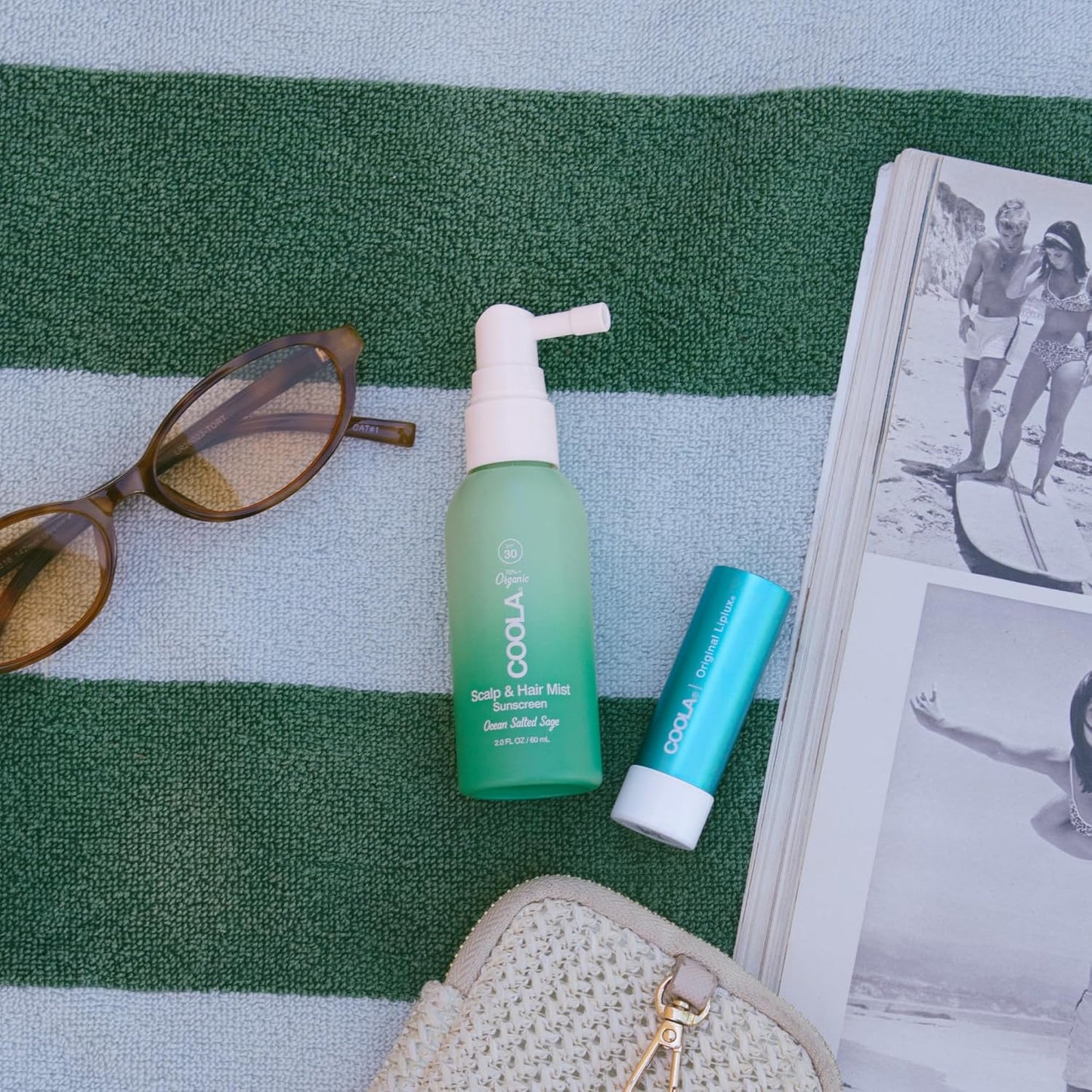 HotCOOLA Organic Scalp Spray & Hair Sunscreen Mist with SPF 30, Dermatologist Tested Hair Care for Daily Protection, Vegan and Gluten Free, Ocean Salted Sage, 2 Fl Oz