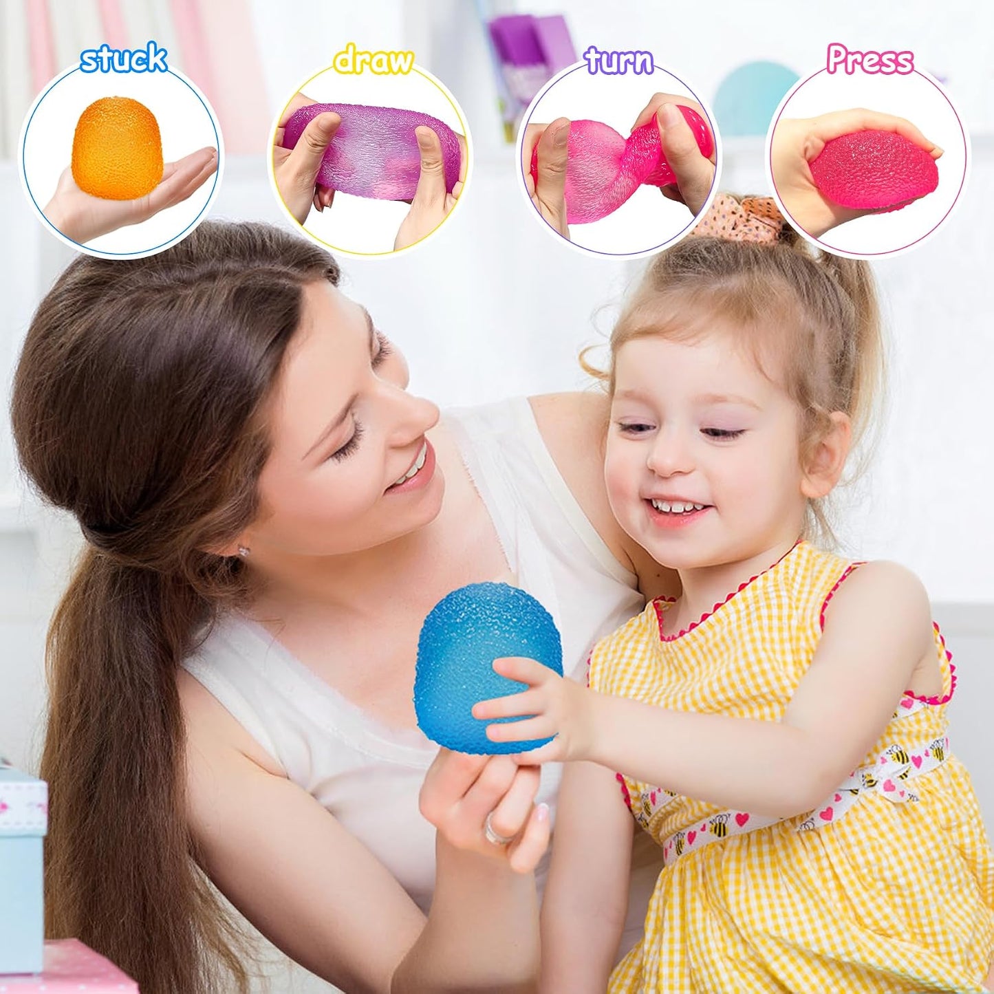 Hot Stress Balls-Gumdrop Squishy Stress for Kids and Adults, Super Solid Squeeze Ball, Sensory for Stress Relief, Birthday, Easter Basket Stuffers and Party Favors (Blue)