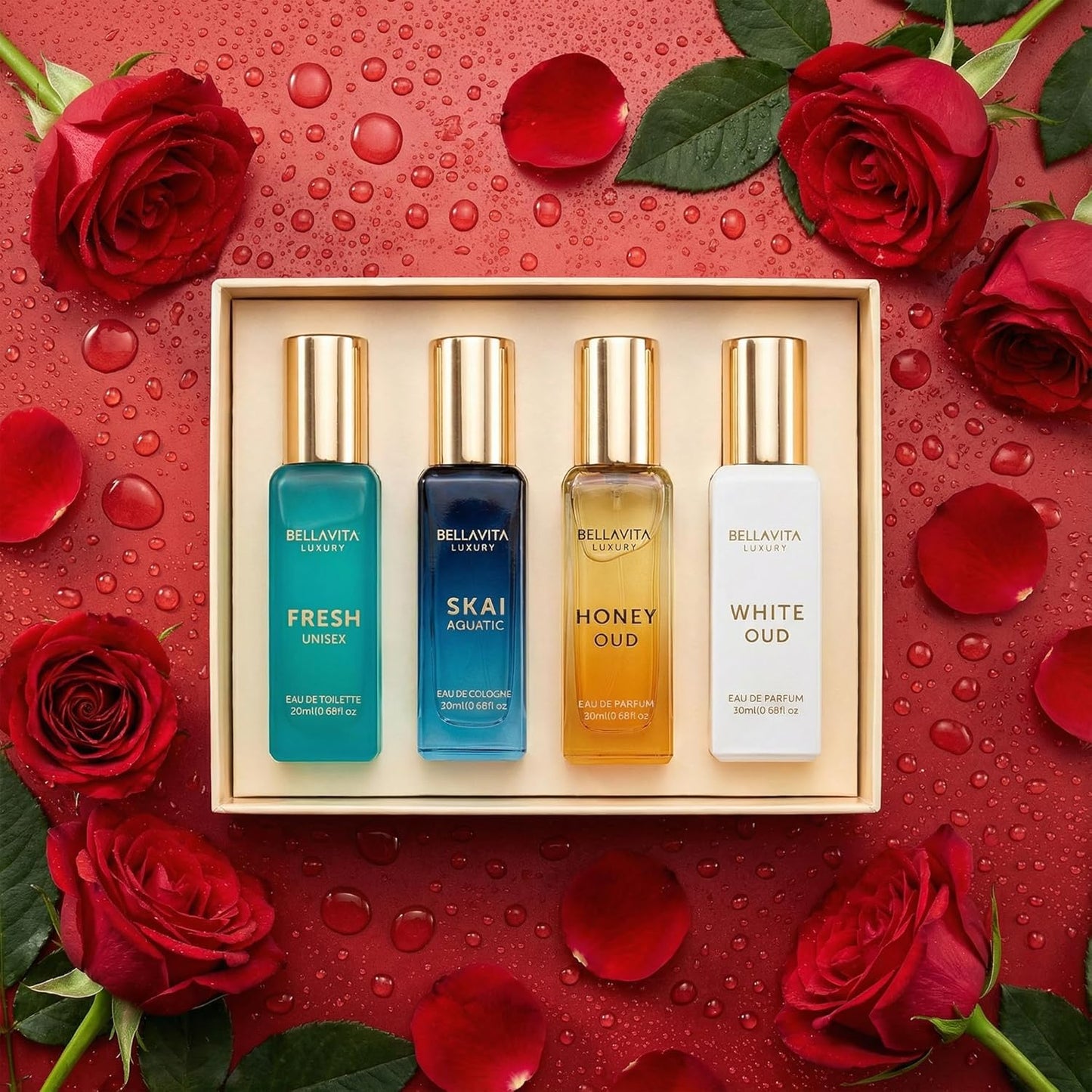 Hot Bellavita Luxury Unisex Perfume Gift Set with Honey & White Oud, Skai, & Fresh | 80ml | Perfume for Men and Women | Honey, Artemisia Lemon, Bergamot, & Sweet Almond Notes | Gift for Father's Day