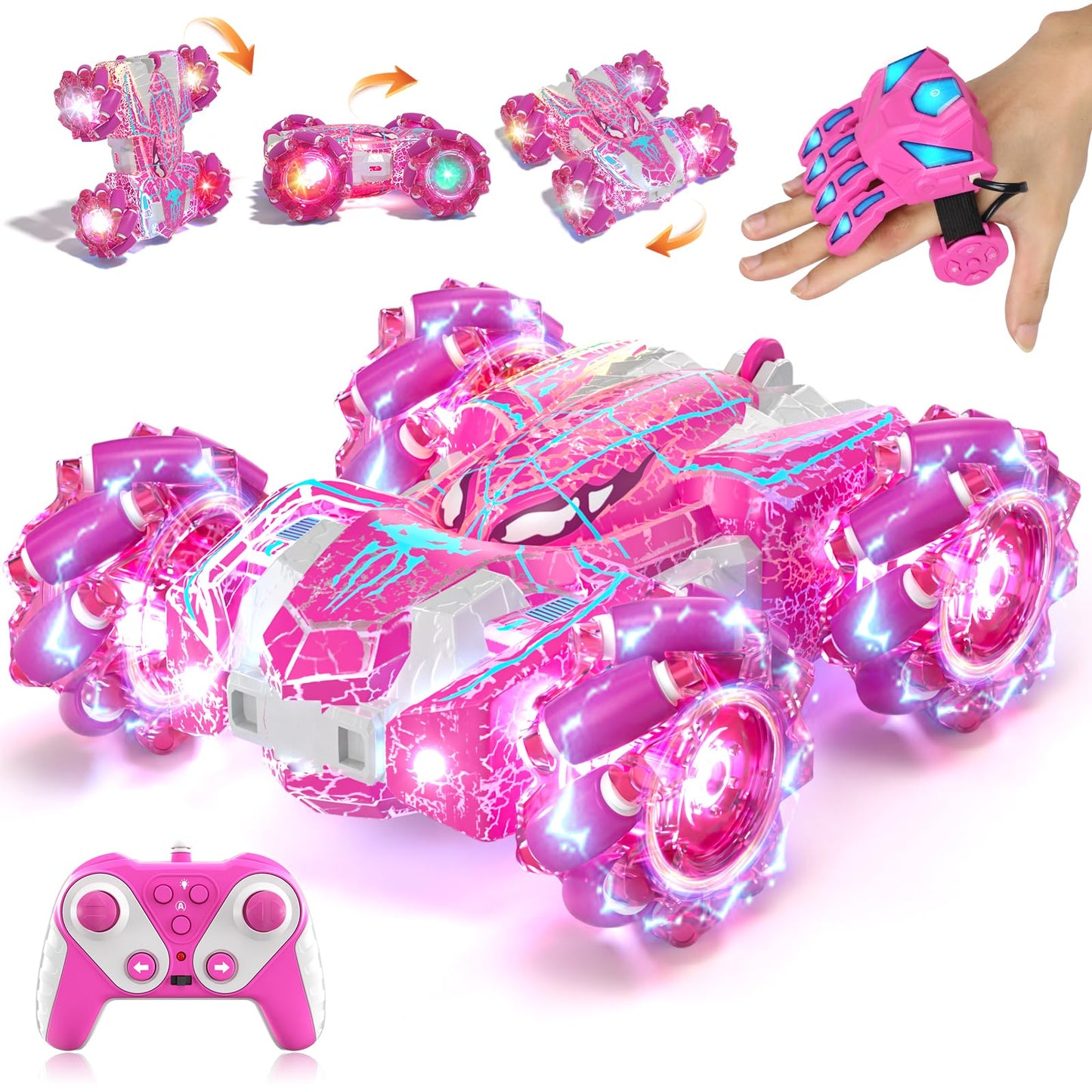 HotSpider Gesture Sensing Remote Control Car, Double Sided RC Cars with Full-Body Light, 2.4GHz Hand Controlled Rechargeable RC Stunt Car Toys Birthday Gift for Boys 3 4 5 6 7 8 9 10 11 12