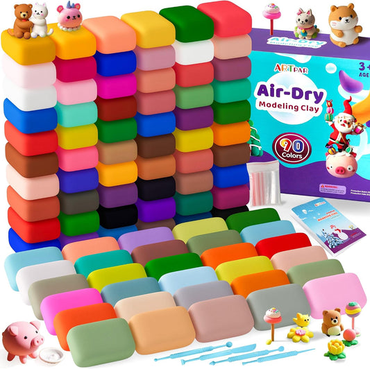 Hot ARTPAR Air Dry Clay for Kids,90 Colors Modeling Magic Clay Bulk Craft Kit | Colorful Molding Clay Sculpting Set,Soft & Non-Sticky,DIY Classroom Activities,Fun Art & Crafts Gifts for Boys & Girls 3-12Y