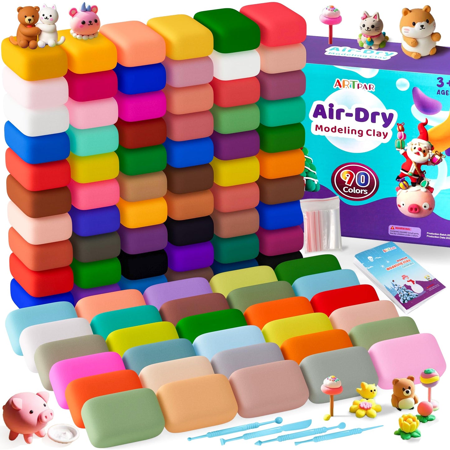 Hot ARTPAR Air Dry Clay for Kids,90 Colors Modeling Magic Clay Bulk Craft Kit | Colorful Molding Clay Sculpting Set,Soft & Non-Sticky,DIY Classroom Activities,Fun Art & Crafts Gifts for Boys & Girls 3-12Y