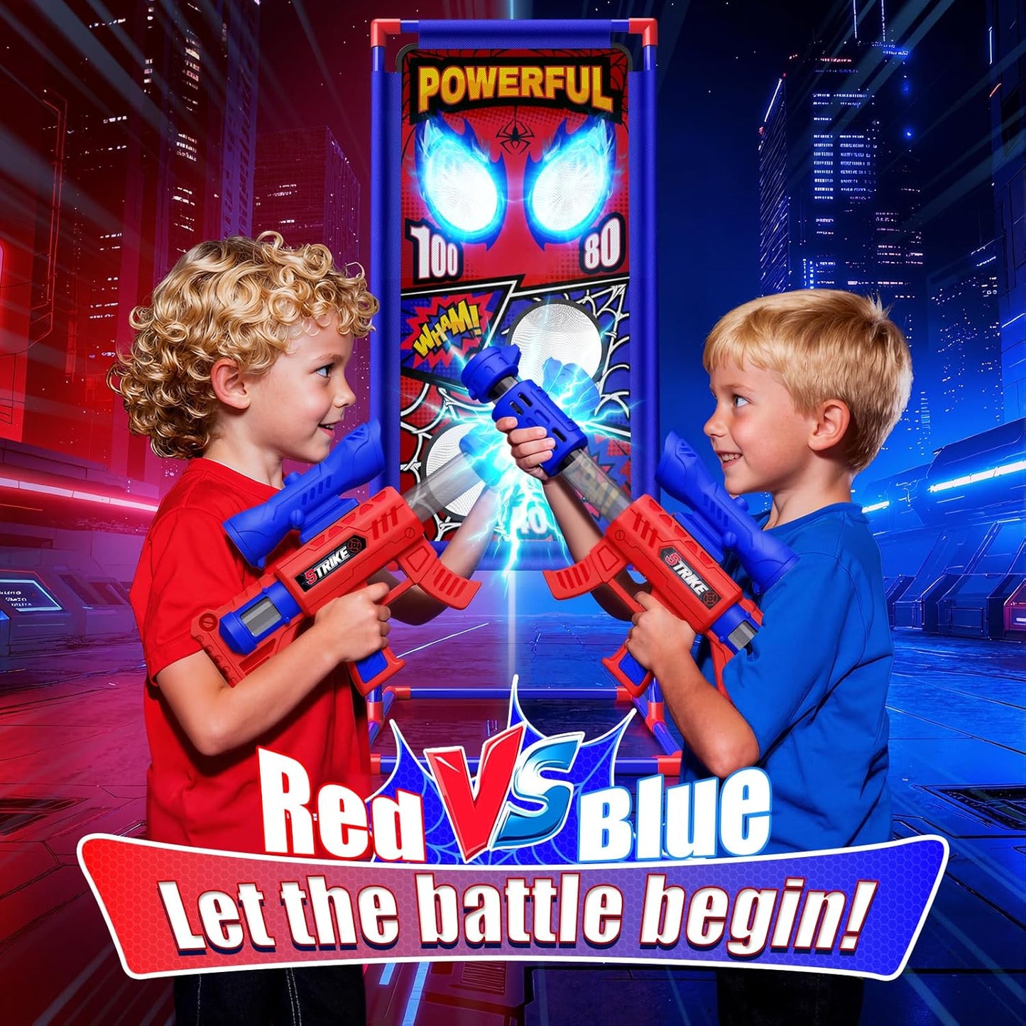 Hot Shooting Toy Set with Hero-Style Target & 2 Cool Air Pump Launcher,Indoor Outdoor Kids Toy,Action Shooting Games,Boys Toys Age 3 4 5 6 7 8 9 10 11 12, Holiday Presents for Boy