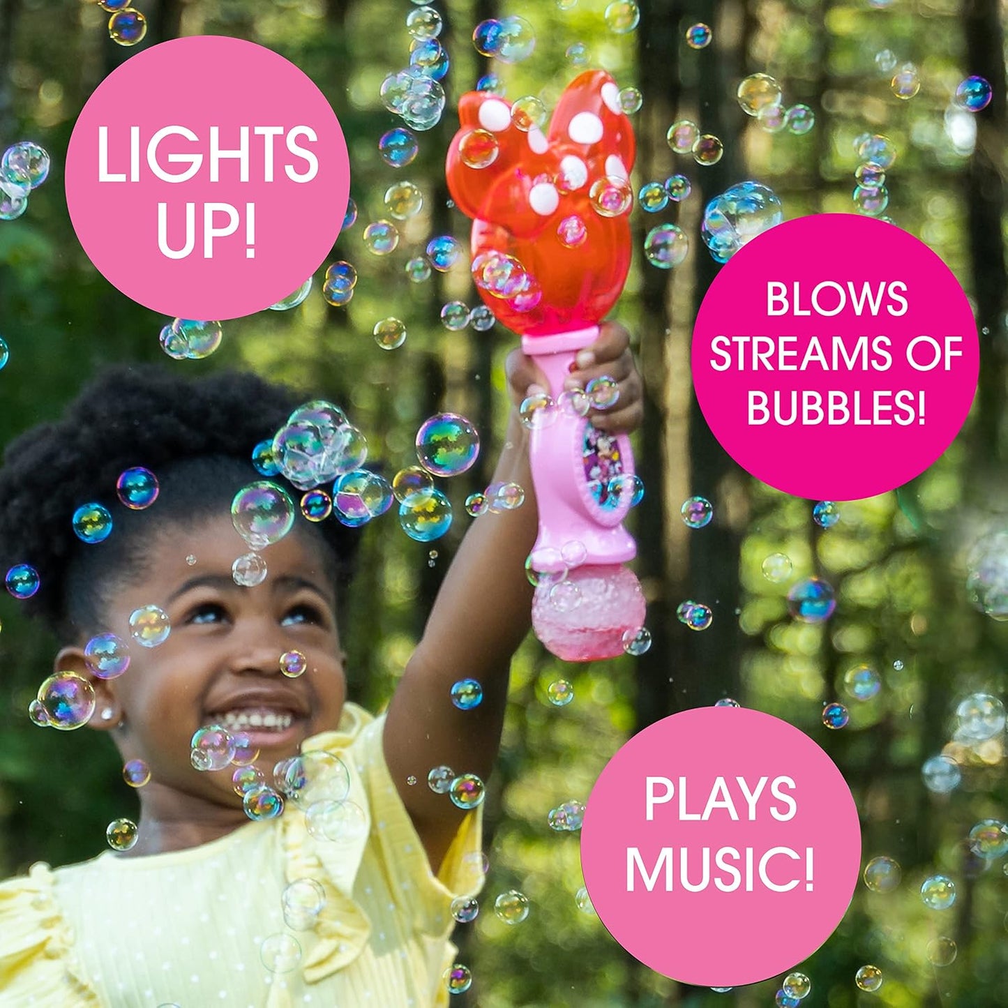 Hot Little Kids Disney Minnie Mouse Light and Sound Musical Bubble Wand, Includes Bubble Solution, Multi (2051)