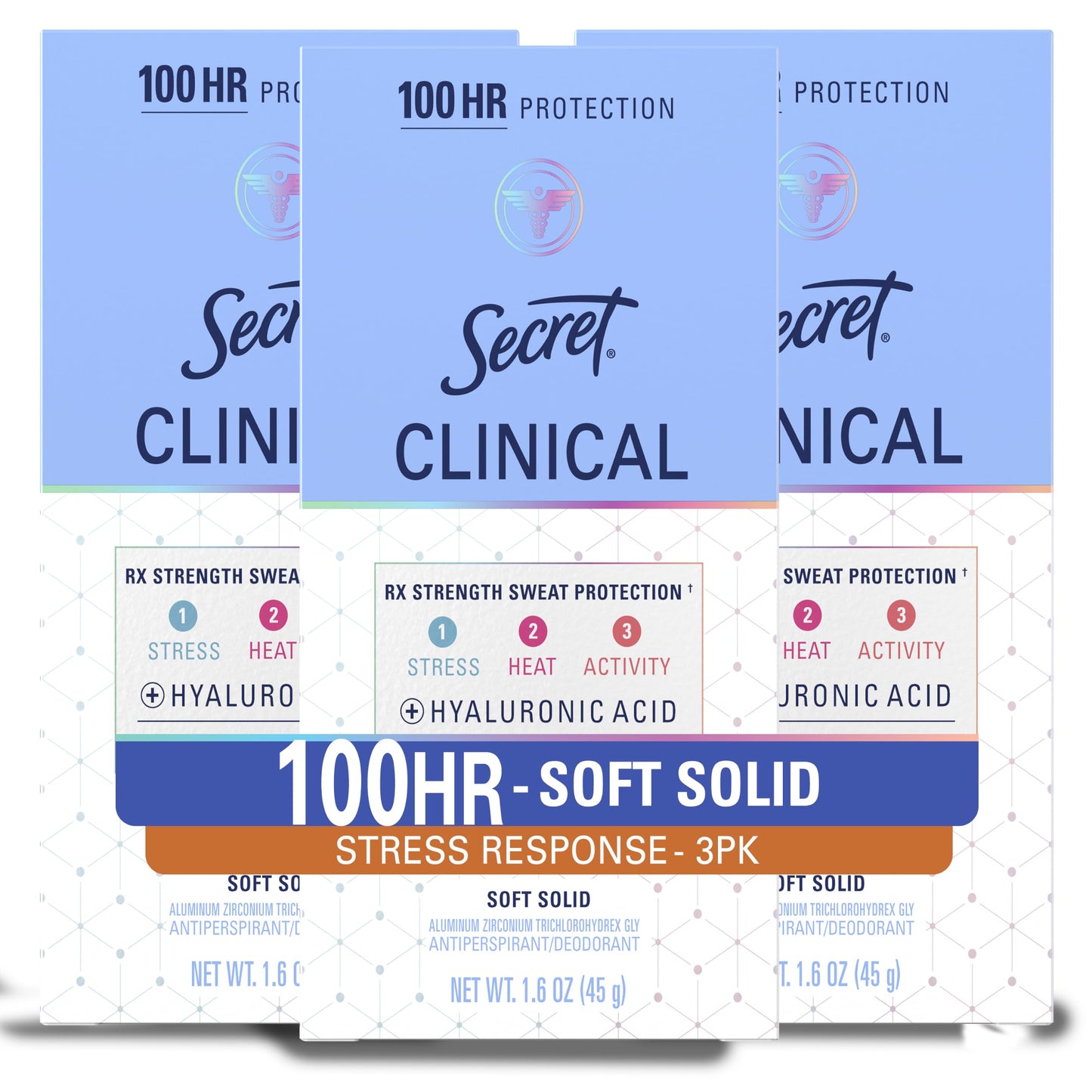 HotSecret Clinical Strength Antiperspirant Deodorant for Women, Stress Response, 3X Stress & 72hr Sweat & Odor Protection, PH Balancing Minerals, Soft Solid, 1.6 oz (Pack of 3)