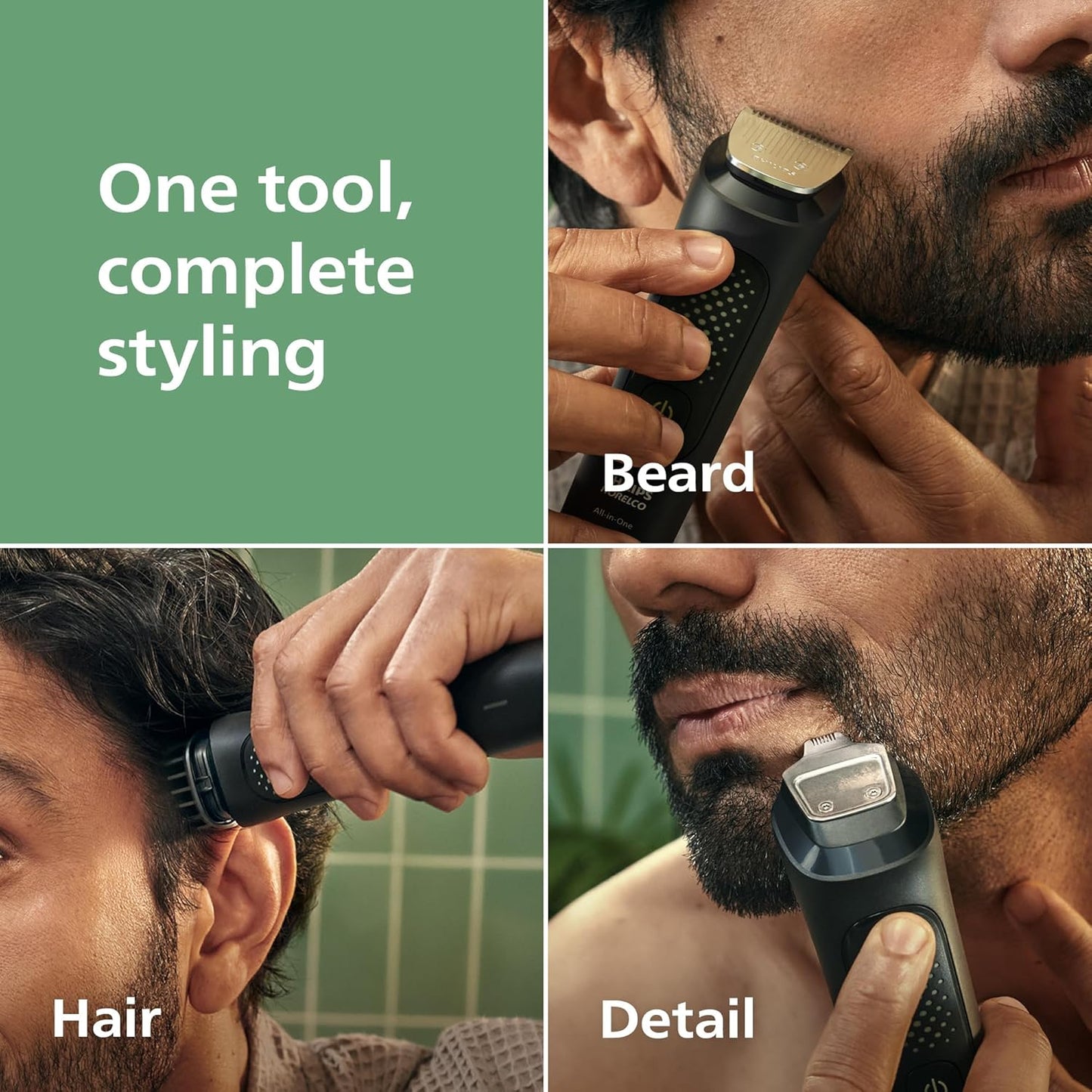 HotNorelco Philips All-in-One 3000 Series 13 in 1 Trimmer for Men, Beard Trimmer & Head Hair Clipper, Full Metal Self-Sharpening Blades & 8 Length Settings, MG3939/50