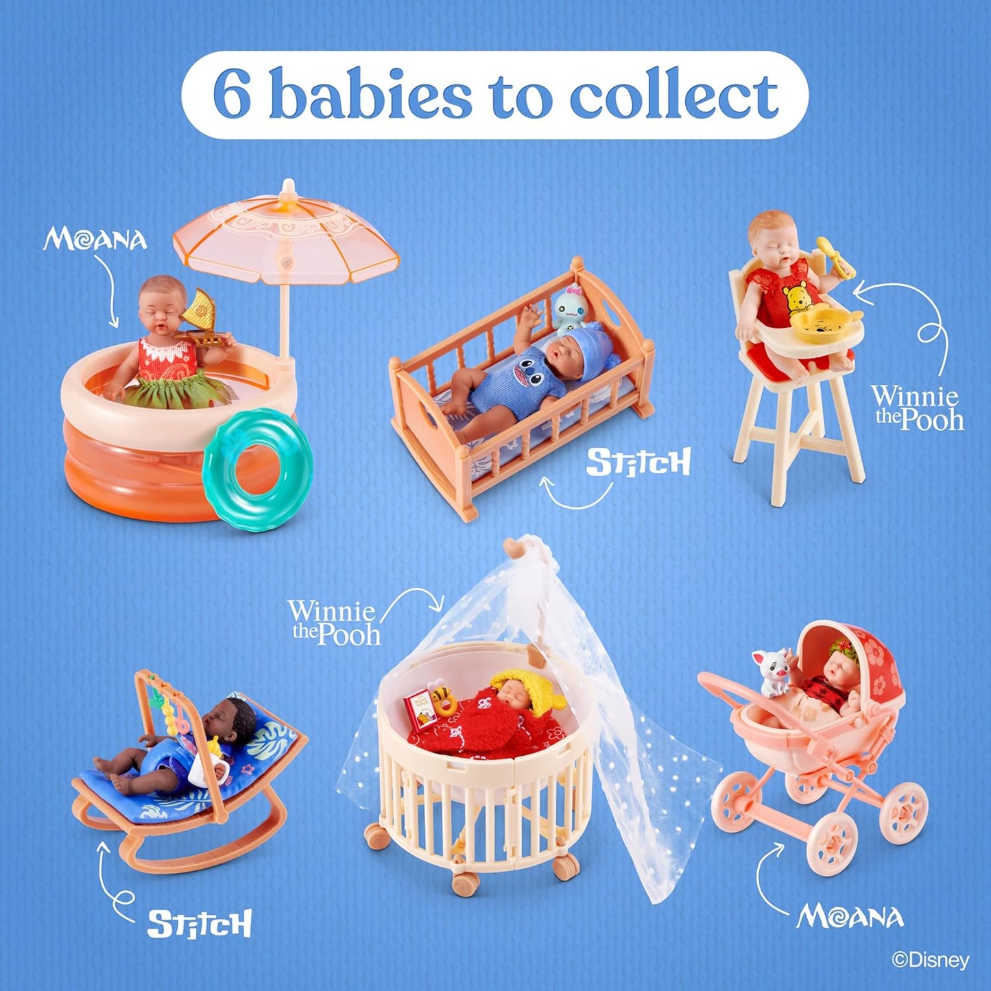 HotMy Mini Baby Disney 2 Pack by ZURU – Collectible Disney Baby Doll Mystery Capsule with Accessories, Realistic Miniature Toy for Girls Ages 3+