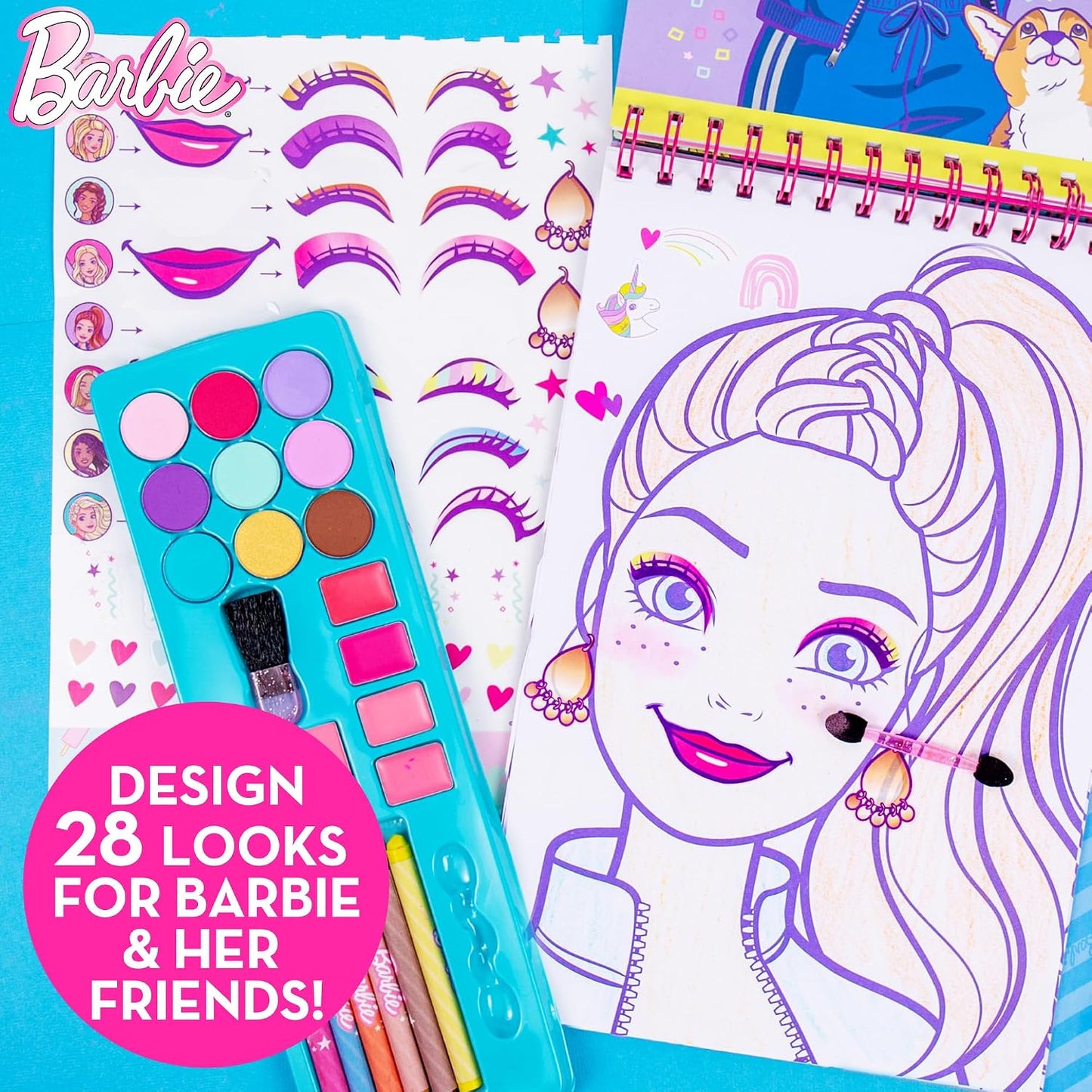 HotHorizon Group USA Barbie Magazine - Create Hair & Makeup Looks with 130+ Stencils, 180+ Stickers, Crayons & Pretend Makeup