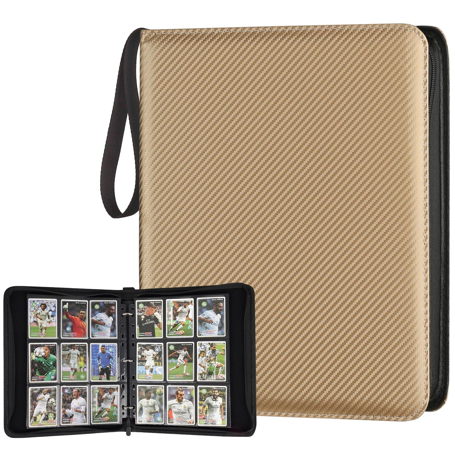 HotGERMUN 9 Pocket Trading Card Binder,720 Cards,40 Top-Loading Pages, Double Sided Pockets PU Cover Zipper Collection Album Folder for Standard MTG, TCG, Sports Cards(Black)
