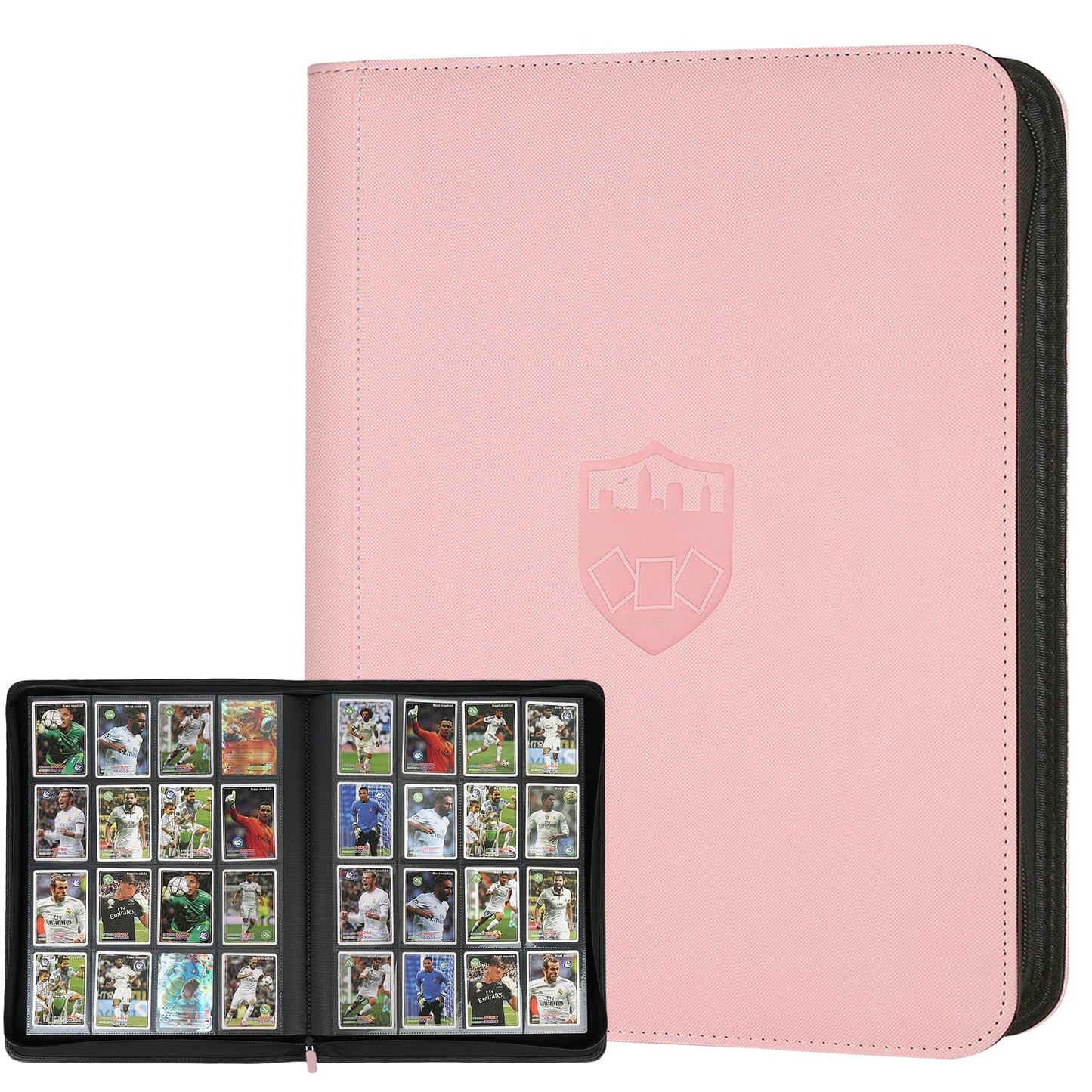 HotGERMUN 9 Pocket Trading Card Binder,720 Cards,40 Top-Loading Pages, Double Sided Pockets PU Cover Zipper Collection Album Folder for Standard MTG, TCG, Sports Cards(Black)