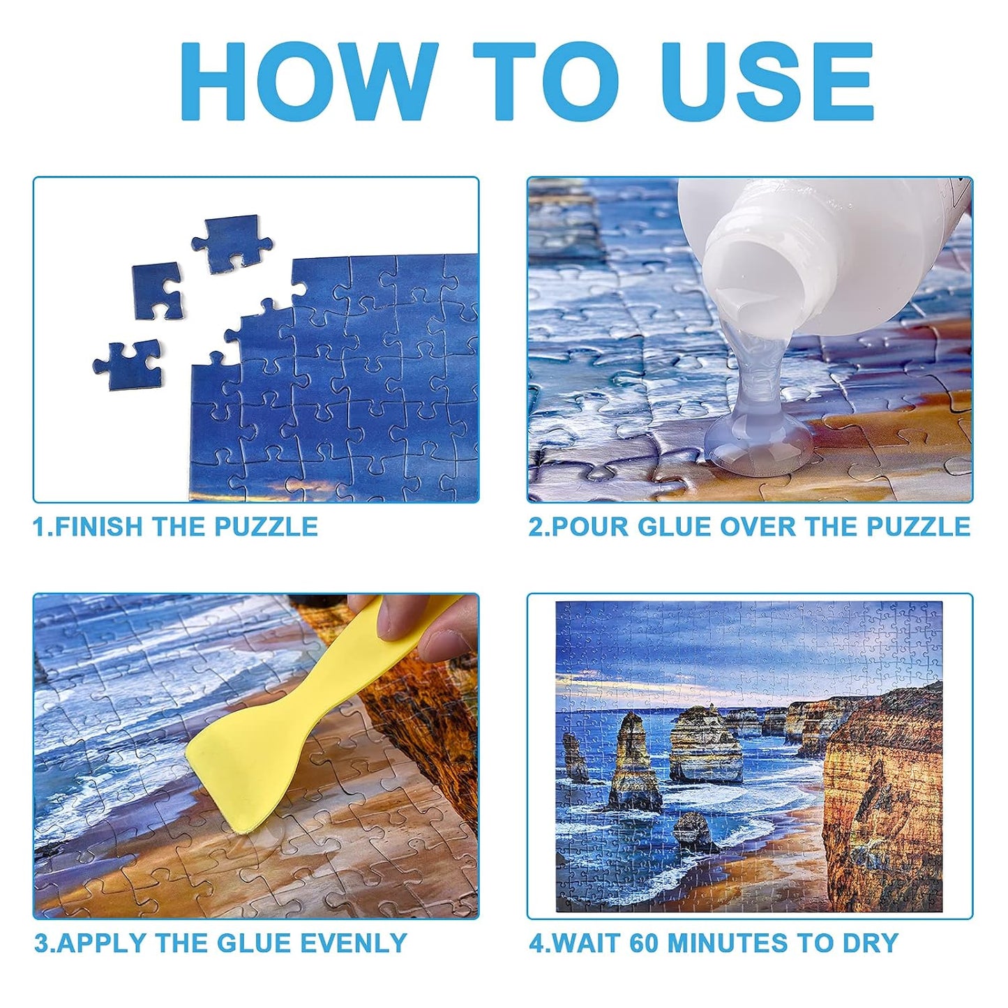 HotYAKAMOZ Clear Jigsaw Puzzle Glue with Precision Applicator – Non-Toxic, Quick Dry & Water-Soluble for Puzzles up to 5000 Pieces (200ML)