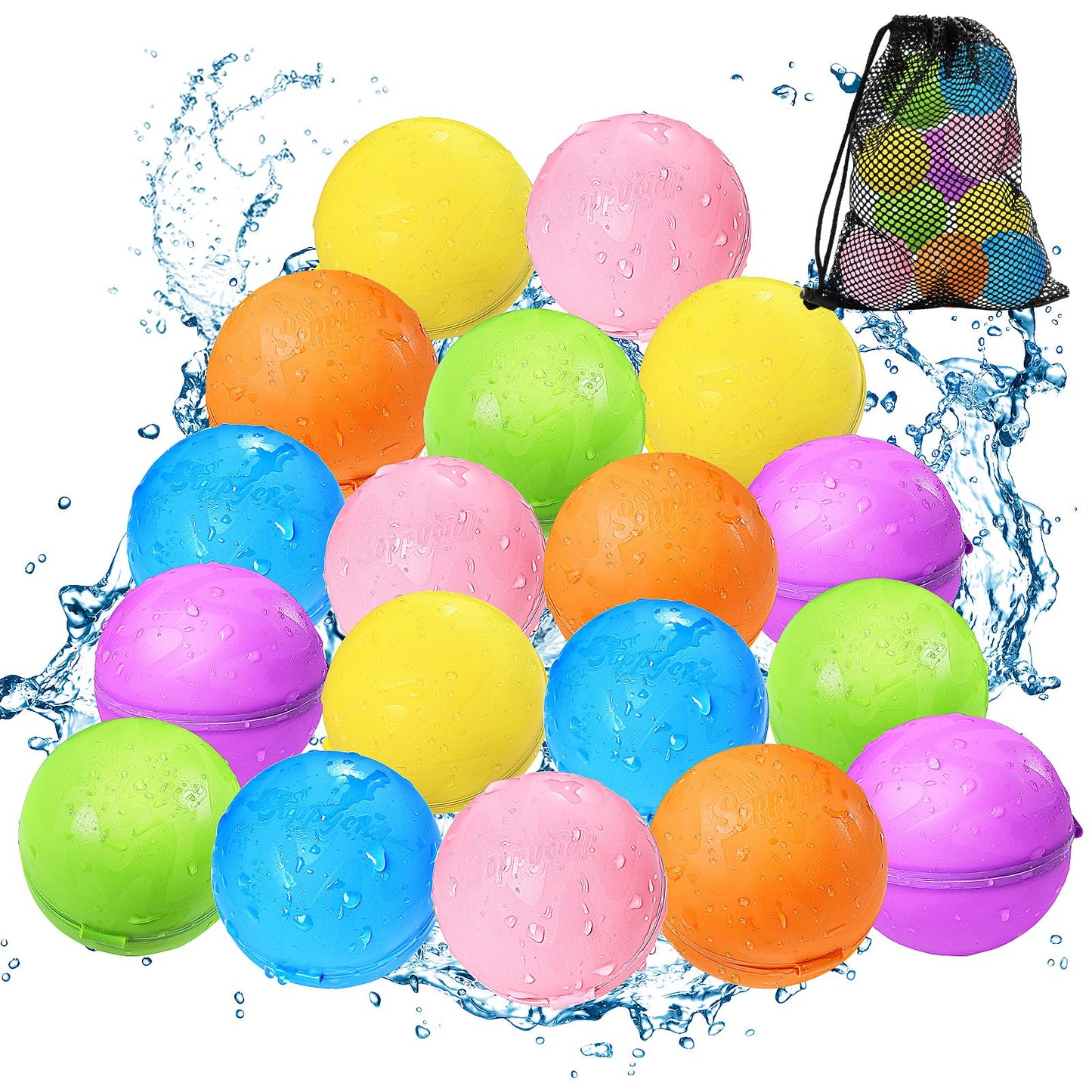 Hot Tlitlimom 16Pcs Reusable Water Bomb Balloons, Pool Beach Toys for Kids ages 3-12, Summer Toy Water Toy for and Girls, Outdoor Activities Water Games Toys Self Sealing Water Splash Ball for Fun