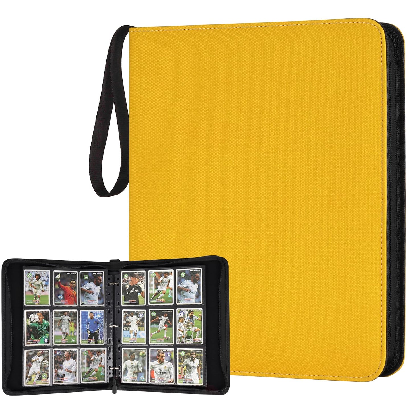 HotGERMUN 9 Pocket Trading Card Binder,720 Cards,40 Top-Loading Pages, Double Sided Pockets PU Cover Zipper Collection Album Folder for Standard MTG, TCG, Sports Cards(Black)