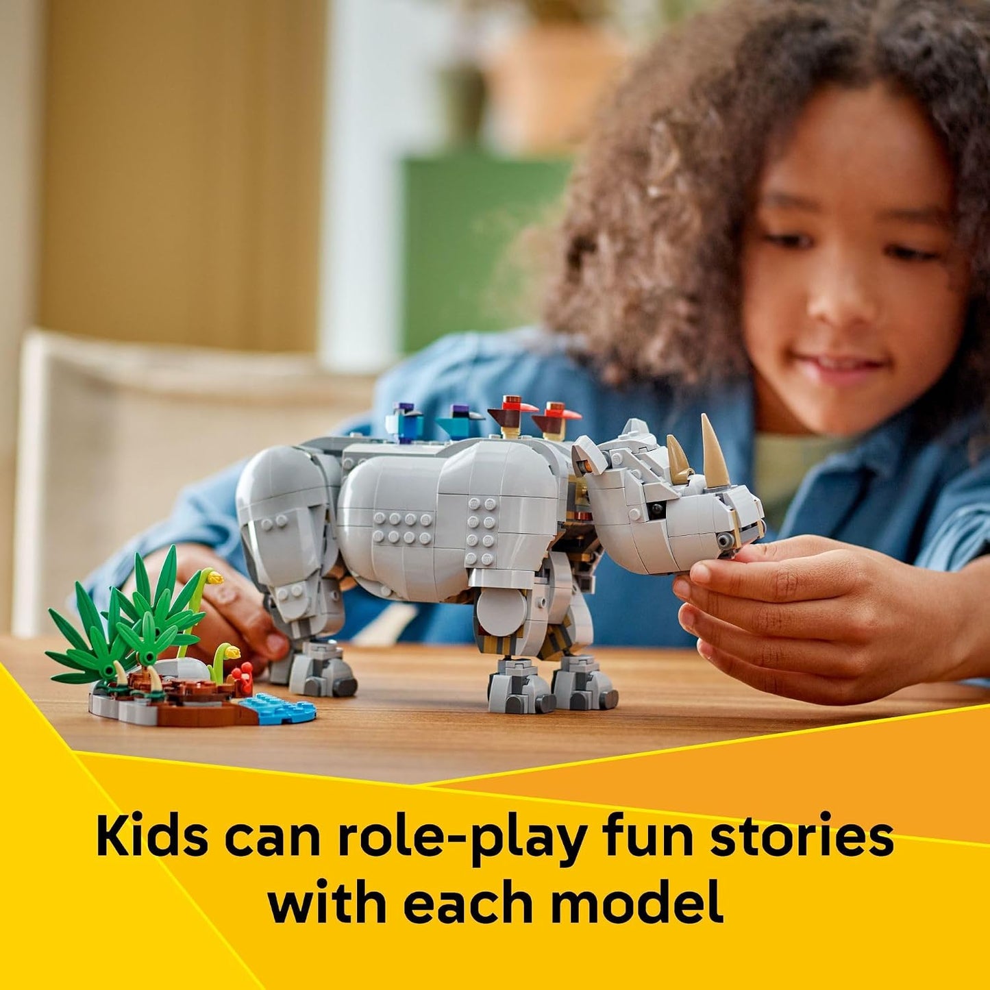 Hot LEGO Creator 3 in 1 Wild Animals: Majestic Rhino with Birds Building Toys for Kids - Safari Pretend Play Toys for Girls & Boys, Ages 9+ - Gift for Birthdays - 31171