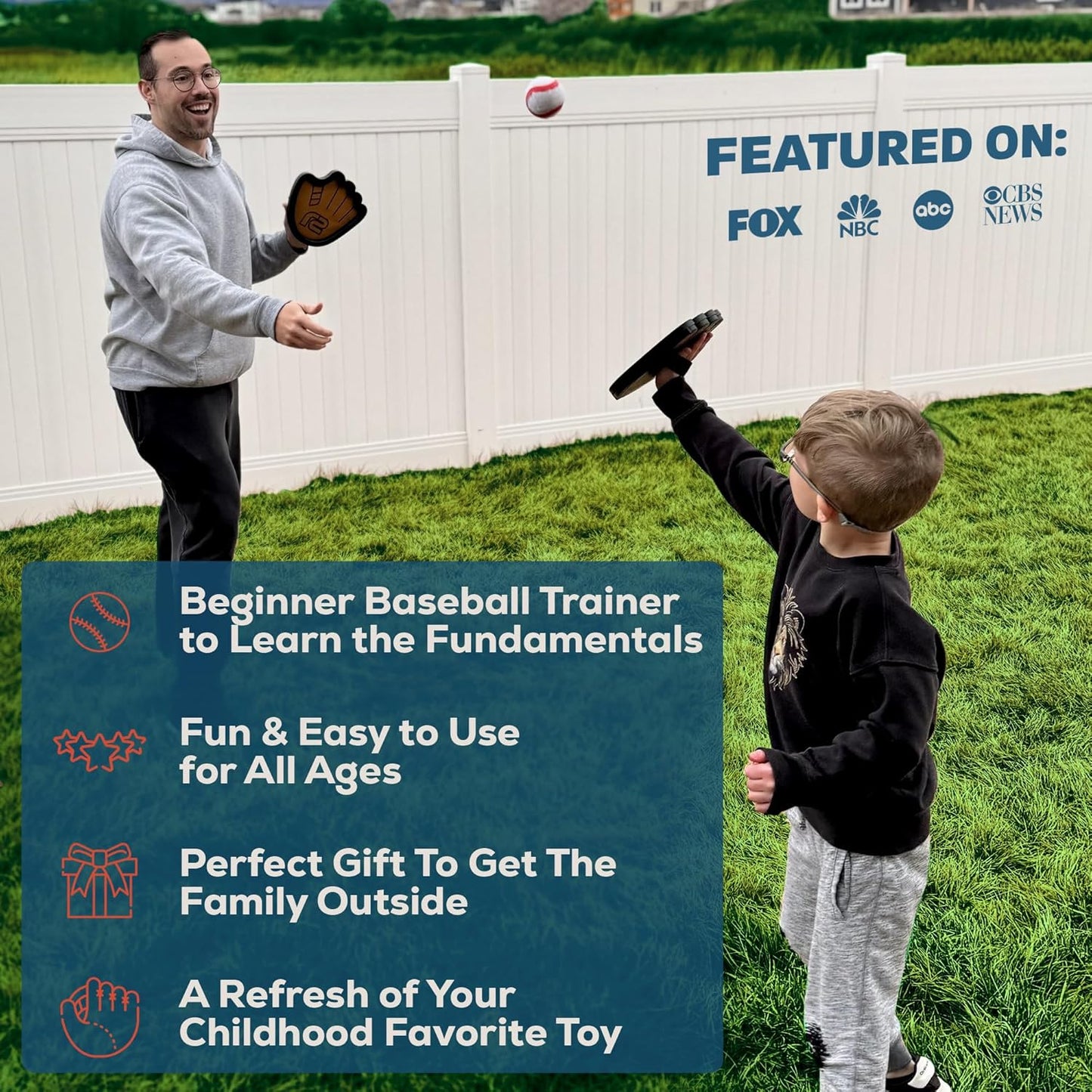Hot Toss and Catch Ball Game Set - Easy to Use Sticky Balls & Beginner Baseball Training Glove - Premium Toy Paddle Fits All Hand Sizes From Toddlers to Teens & Adults - Fun Gift Idea for Boys and Girls