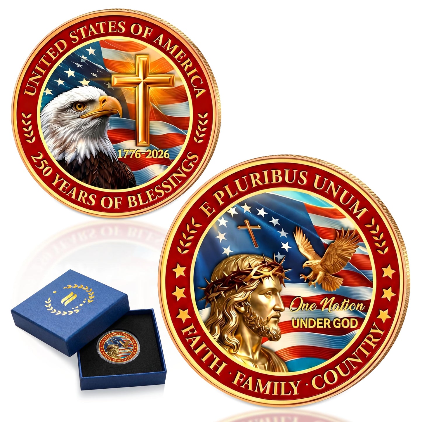 HotFLAGWIX 250 Anniversary Coin 1776-2026 - USA 250th Anniversary Merchandise Commemorative Coin - American Patriotic 4th of July Celebration Decorations Gifts for Men Veterans History Lover