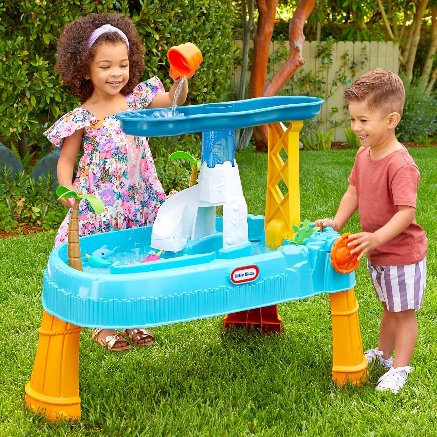 Hot Little Tikes Waterfall Island Water Table (Amazon Exclusive) Activity Playset with Accessories, Outdoor, for Boys and Girls Ages 2-5 Years