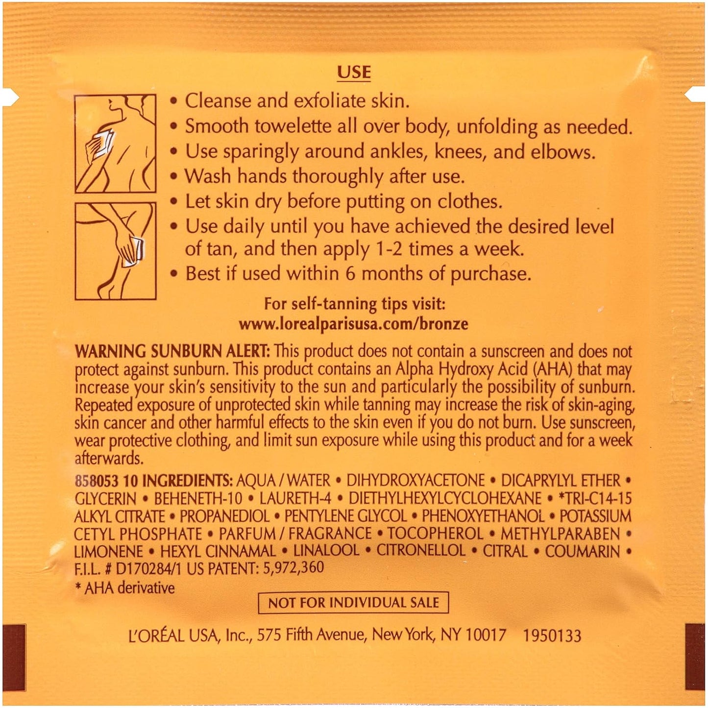 HotL'Oreal Paris Sublime Bronze Self Tanning Towelettes, Streak-Free, Natural Looking Tan, 6 ct
