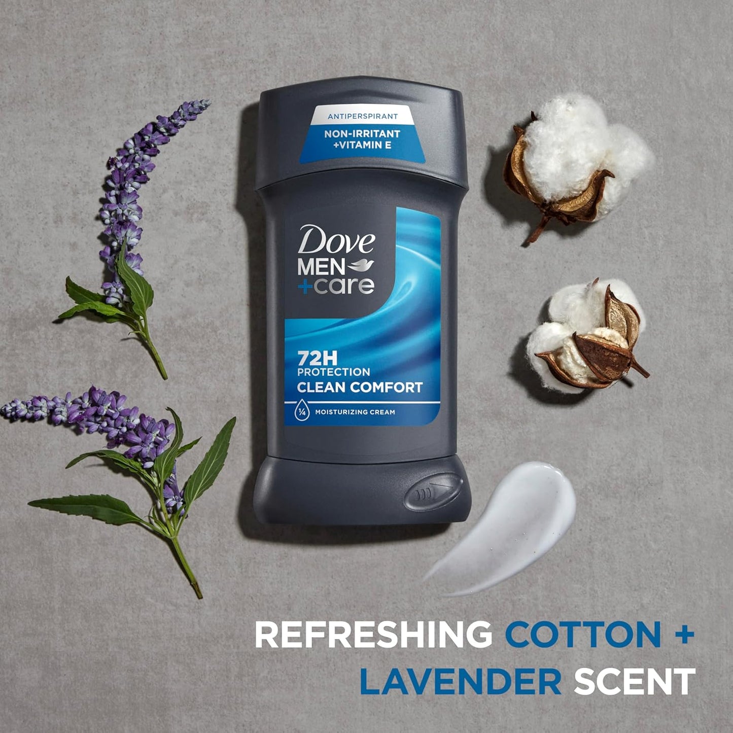 HotDOVE MEN + CARE Antiperspirant Deodorant Stick Clean Comfort Twin Pack 72-Hour Sweat & Odor Protection Antiperspirant for Men With 1/4 Moisturizing Cream 2.7 oz