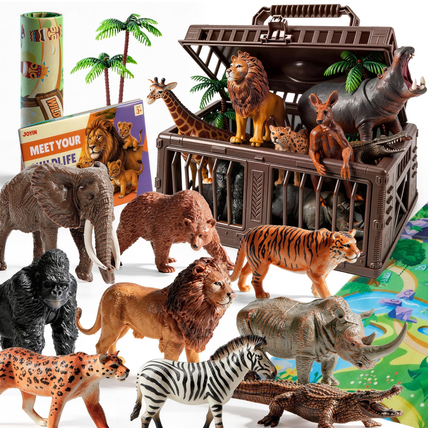 Hot JOYIN Dinosaur Toys for Kids 3-5, 17 PCS Realistic Dinosaur Figures with Activity Play Mat & Storage Cage, Ideal Kids Toys for 3 Year Old Boys, Animals Toy for Boys Birthday Gifts