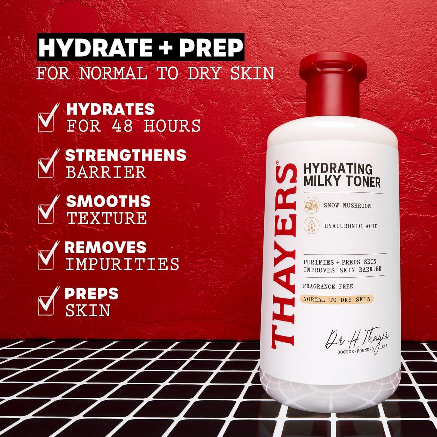 HotTHAYERS Milky Face Toner Skin Care with Snow Mushroom Tremella and Hyaluronic Acid, Natural Gentle Facial Toner, for Dry and Sensitive Skin, 355mL