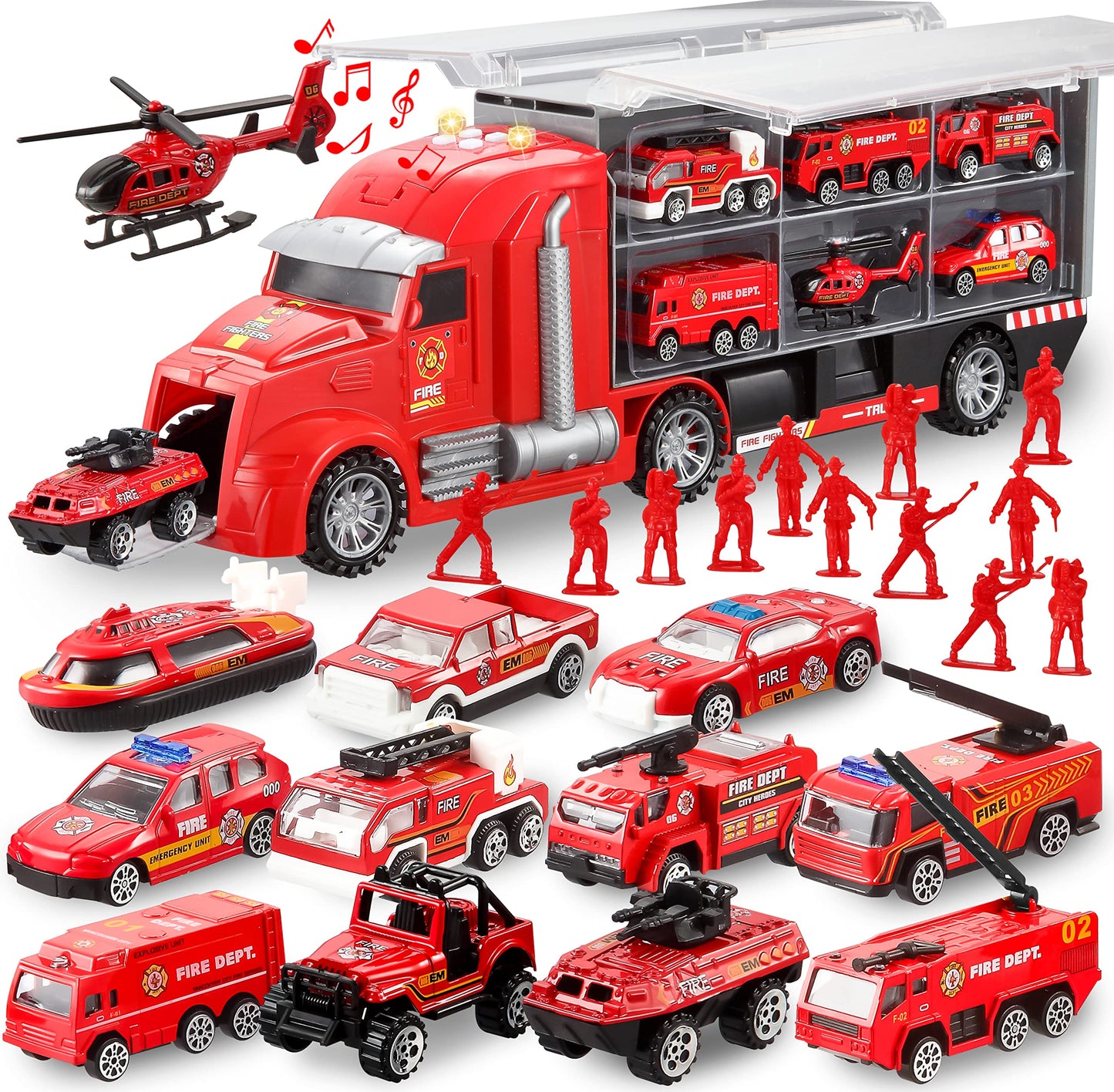 Hot JOYIN 25-in-1 Construction Truck Toy Set with 12 Vehicles & 12 Worker Figures, Push and Go Toy Trucks with Sound and Light, Construction Toys Birthday Gifts for Kids 3 4 5 6 7 Years Old