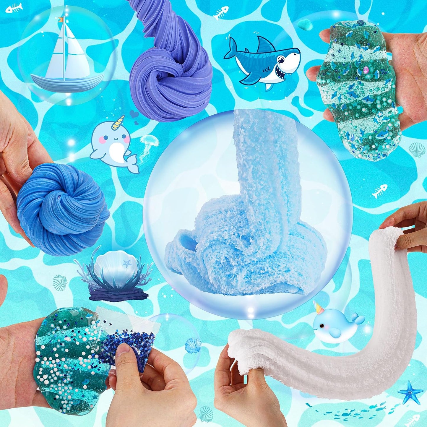 Hot6 Pack Slimes, Blue Slime Kit, Butter Cloud Slime for Boys Girls Ages 8-12,Toys for Girls and Boys, Slime Party Favors Goodie Bag Stuffers, 4 5 6 7 8 9 10 Year Old Girl Birthday Gift Cute Stuff