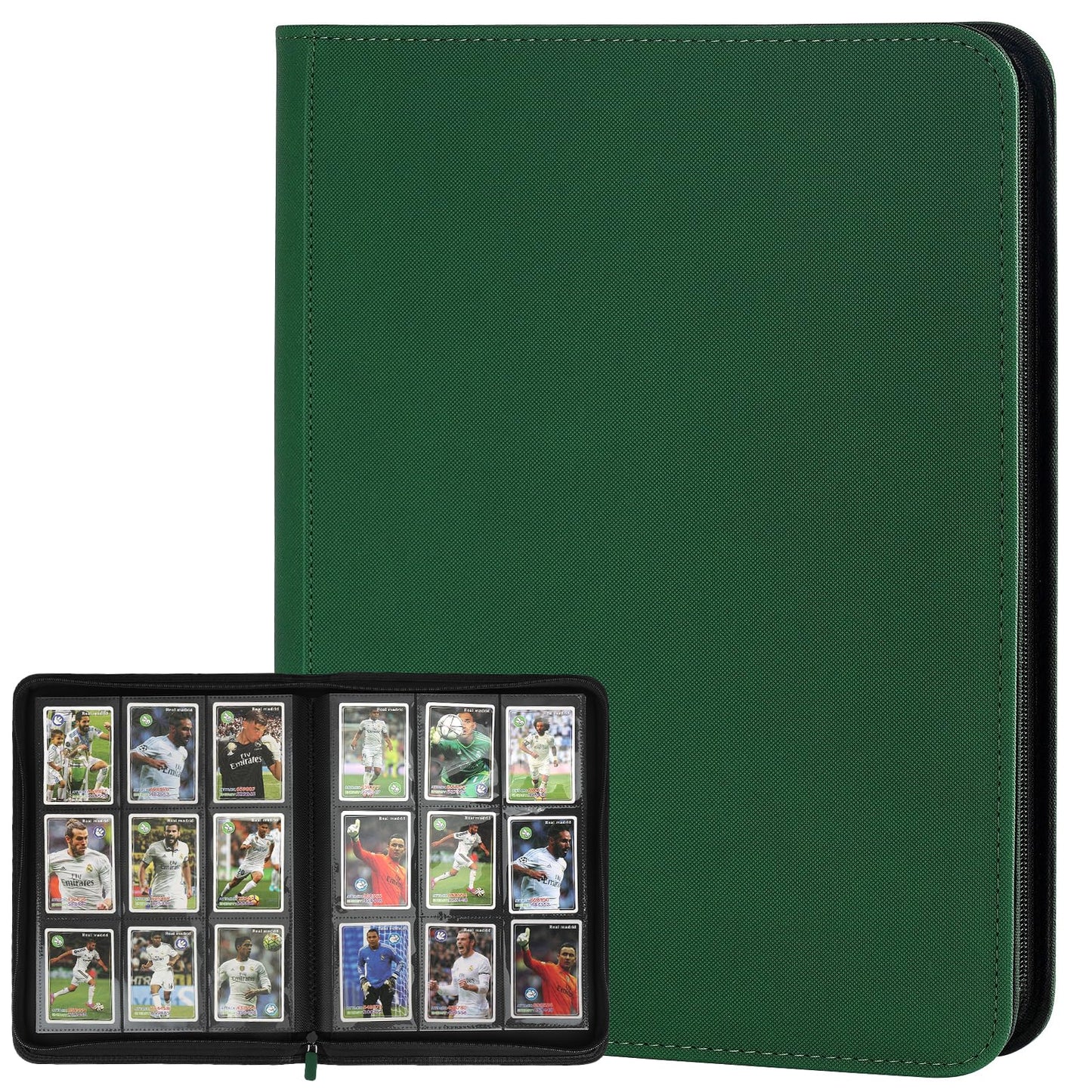 HotGERMUN 9 Pocket Trading Card Binder,720 Cards,40 Top-Loading Pages, Double Sided Pockets PU Cover Zipper Collection Album Folder for Standard MTG, TCG, Sports Cards(Black)