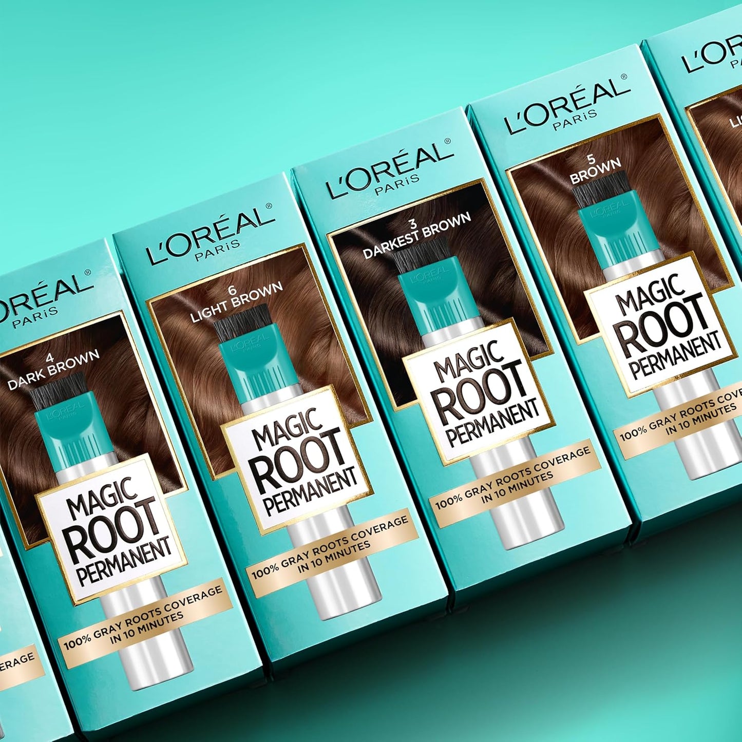 HotL'Oreal Paris Magic Root Permanent Hair Color Kit, 100% Gray Hair Coverage In Just 10 Minutes, Precision Brush Applicator for Seamless Application, 4 Dark Brown (2 Count)