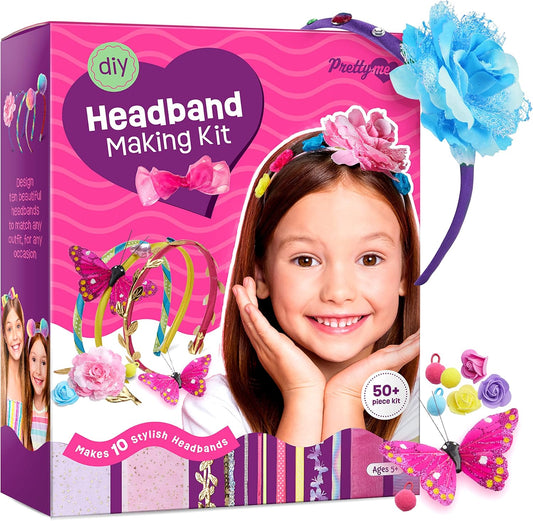 HotPretty Me Headband Making Kit for Girls - Arts & Crafts Easter Gift - Make Your Own Fashion Headbands for Kids - DIY Hair Accessories - Gift for Ages 5-12 Year Old Girl - Little Kids Art & Craft Gifts