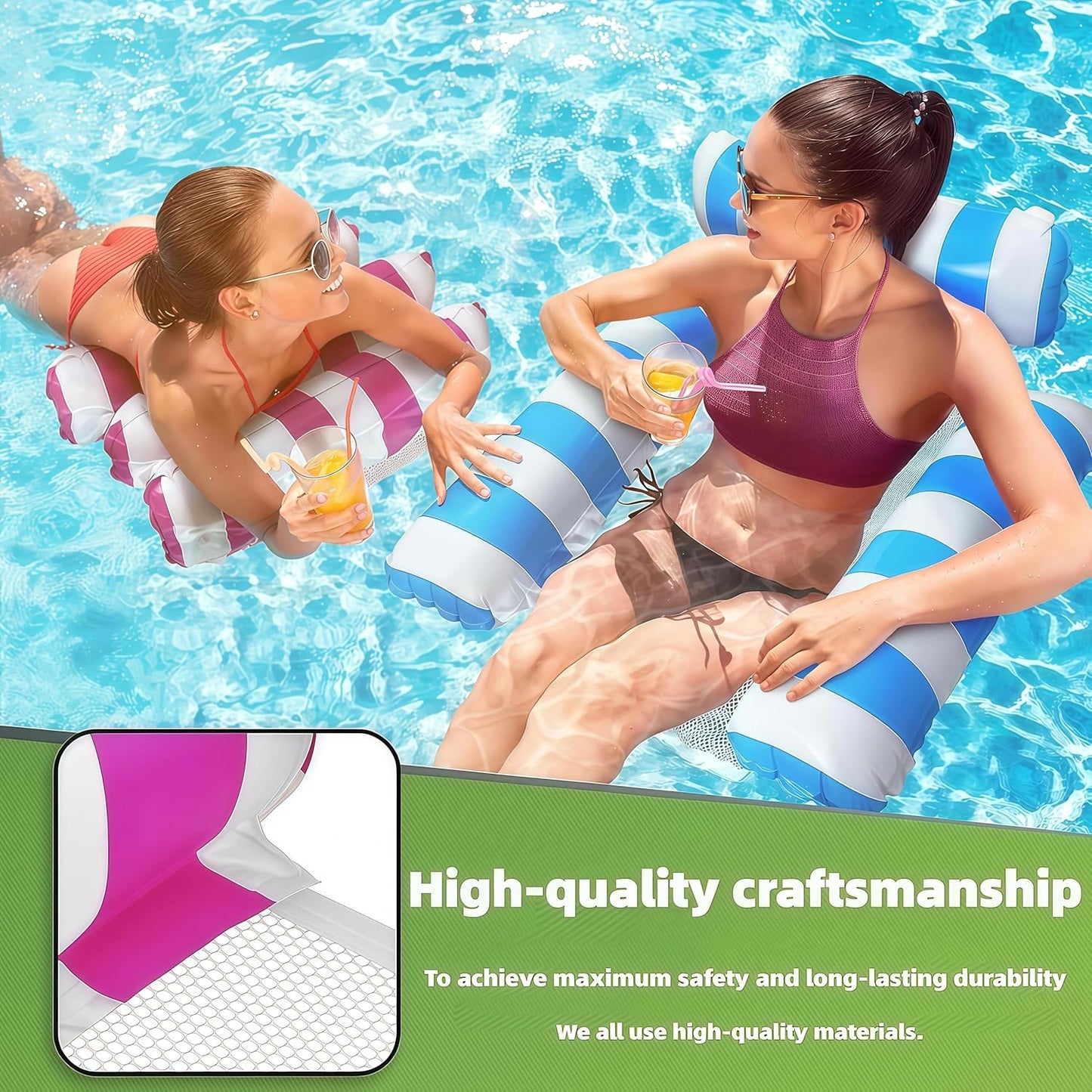 Hot3 Pack 300 LB Pool Floats,Inflatable Pool Float Chair for Adults Swim Floating Party Vacation Fun and Rest