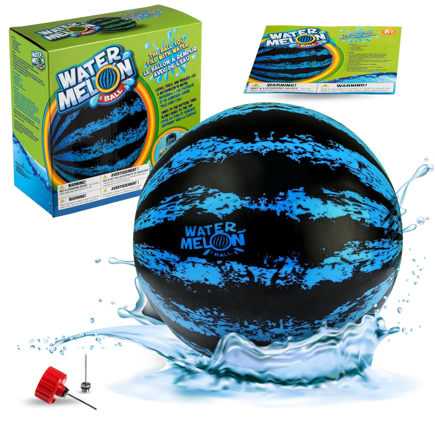 HotWatermelon Ball JR Durable Fillable Pool Toy for Underwater Games - Football, Basketball & Rugby - Perfect for Water Parties - Fun for Adults & Kids Alike - Ages 6+, 6.5" Multicolor