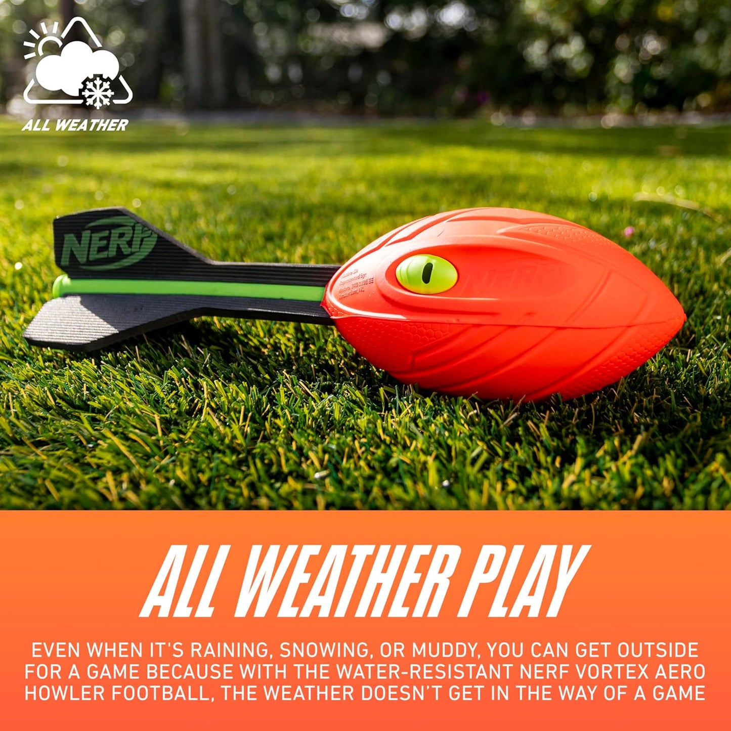 HotNerf Vortex Aero Howler Foam Ball, Classic Long-Distance Football, Flight-Optimizing Tail, Whistling Sound, Indoor & Outdoor Fun, Christmas Stocking Stuffers for Kids