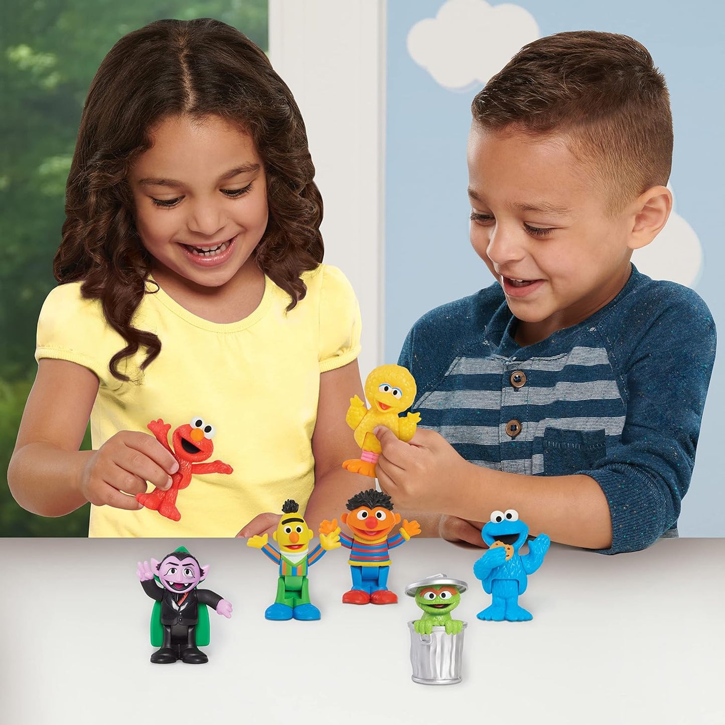 Hot Sesame Street Neighborhood Friends, 7-piece Poseable Figurines, Kids Toys for Ages 2 Up by Just Play