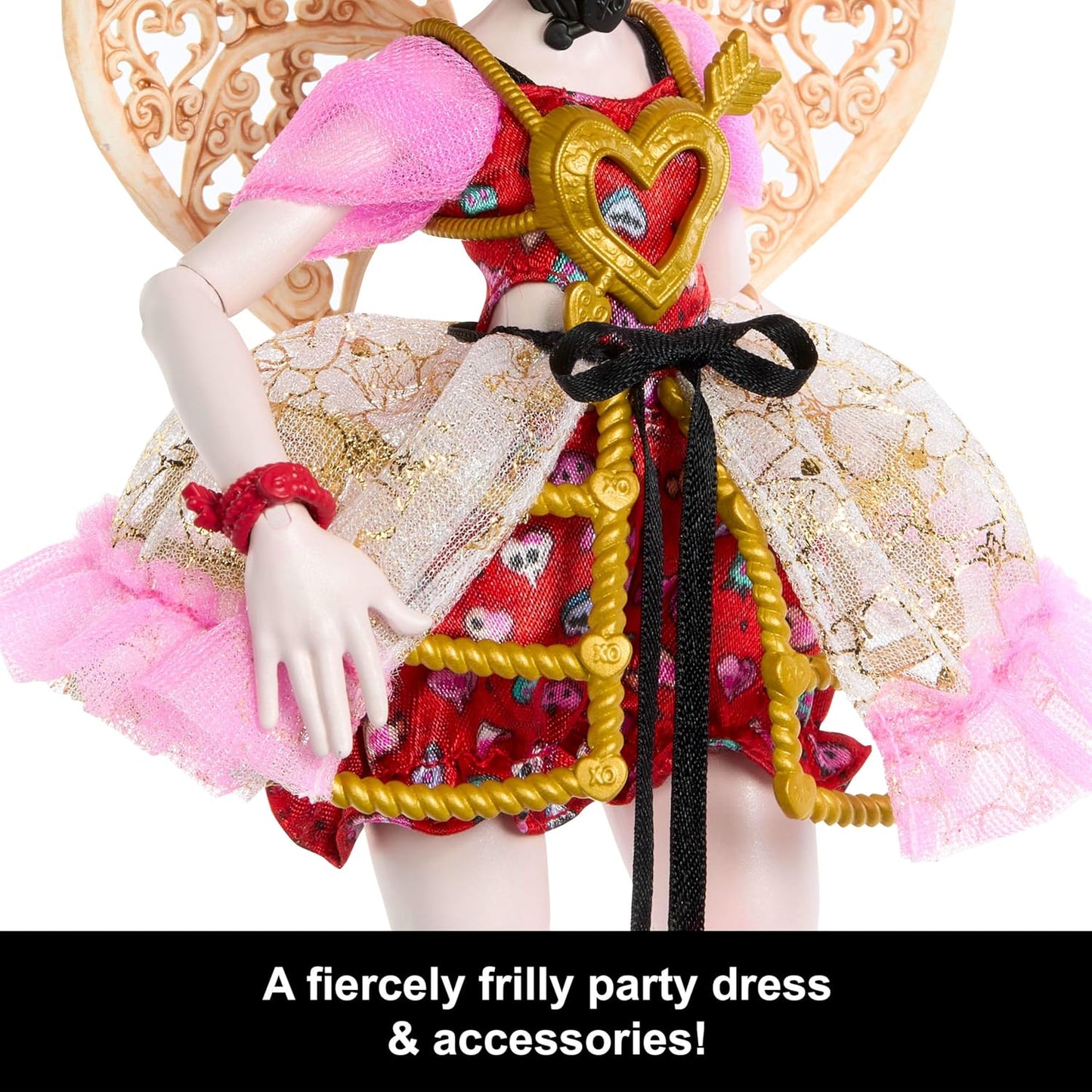 Hot Monster High Scary Sweet Birthday Cupid Asteria Doll | Doll in Pink and Red Party Dress with Party-Themed Accessories like Invite, Balloon, Gift and More