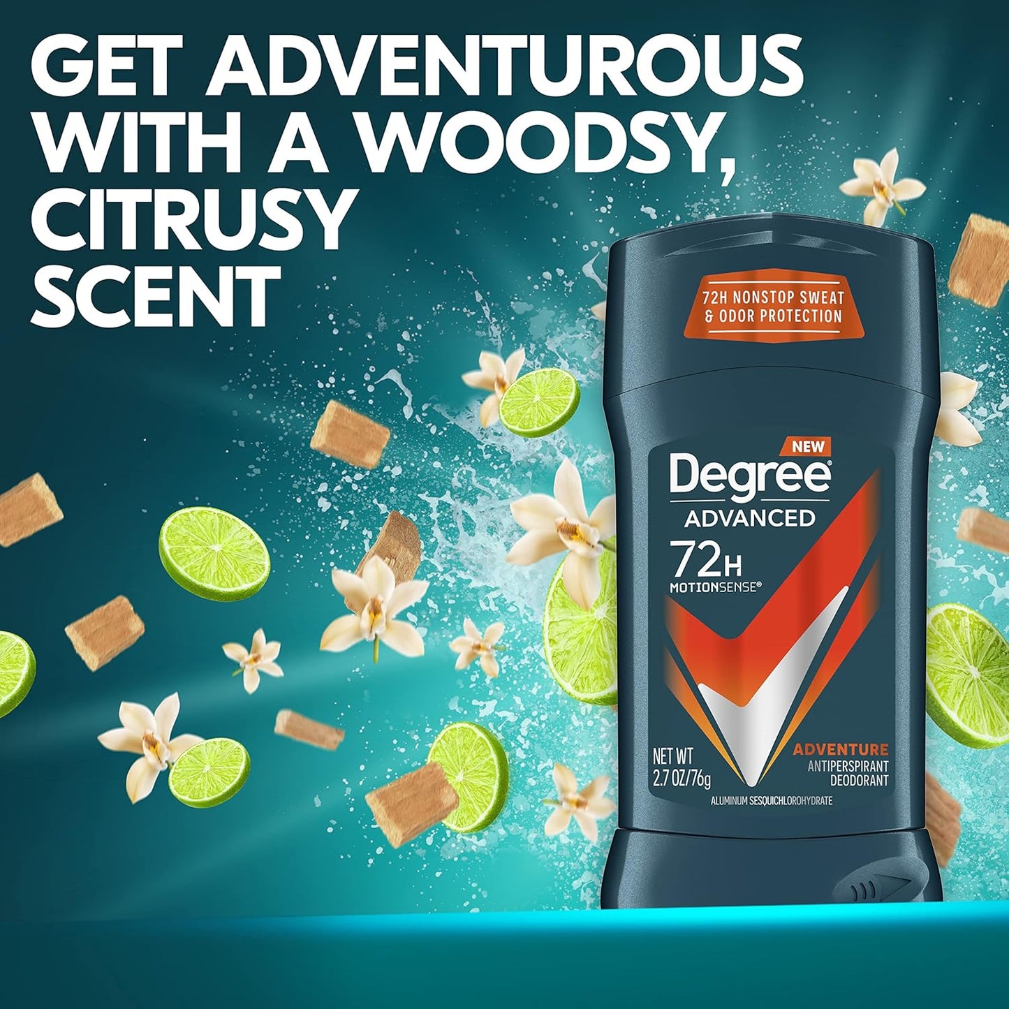 HotDegree Men Antiperspirant Deodorant Adventure Antiperspirant For Men With MotionSense Technology 2.7 oz, Pack of 4