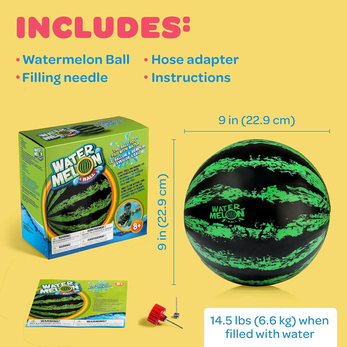 HotWatermelon Ball – Cool Underwater Pool Toy for Teen Boys, Girls, Men & Women. Great Gifts for Swimming, Diving & Backyard Games. Best for Birthday Presents, Spring Vacation & Summer Family Fun.