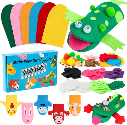 Hot WATINC Hand Puppet Making Kit, Felt Sock Puppet Toys for Kids (Animals) | 6 Styles, Make Your Own Storytelling & Role Play Crafts, Creative Group Activity, Party Favors & Gifts for Kids Ages 4-8