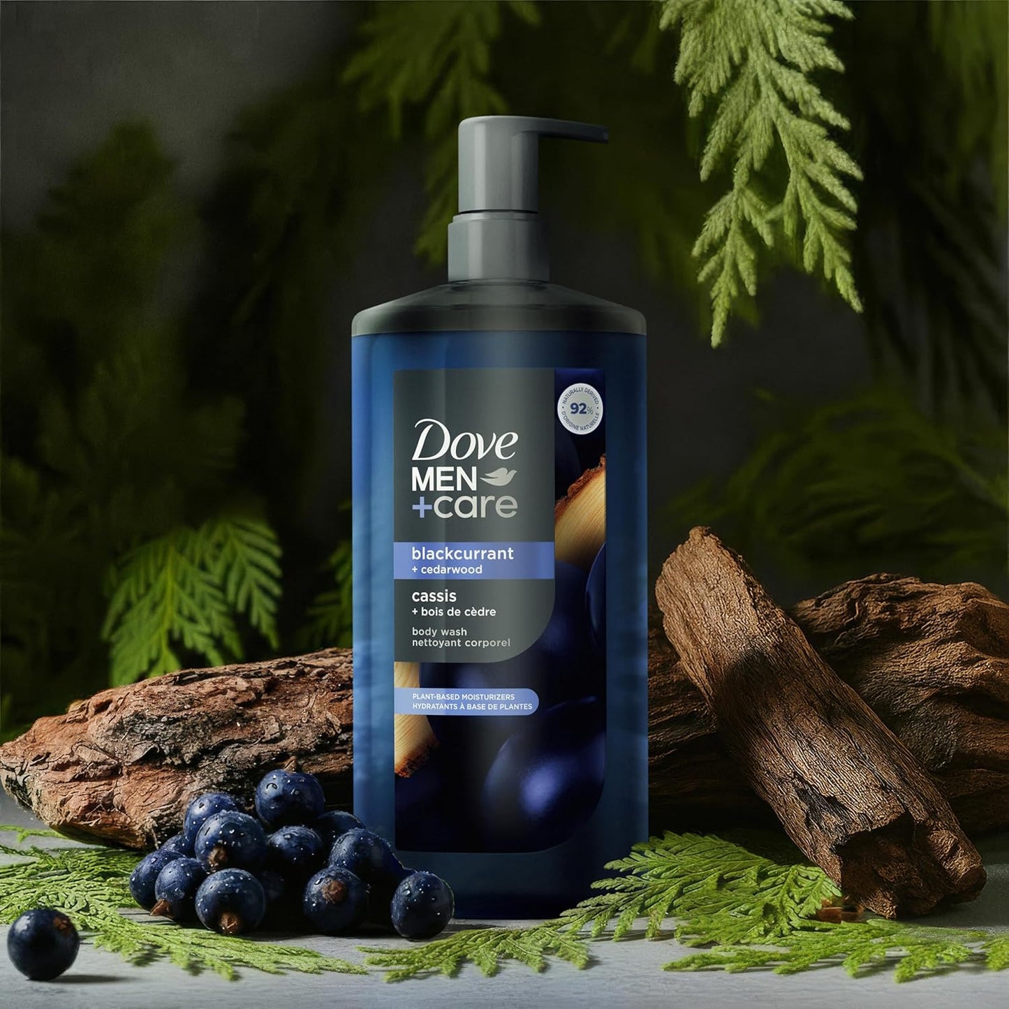 HotDOVE MEN Moisturizing Body Wash for Men, Blackcurrant + Cedarwood, 26 oz