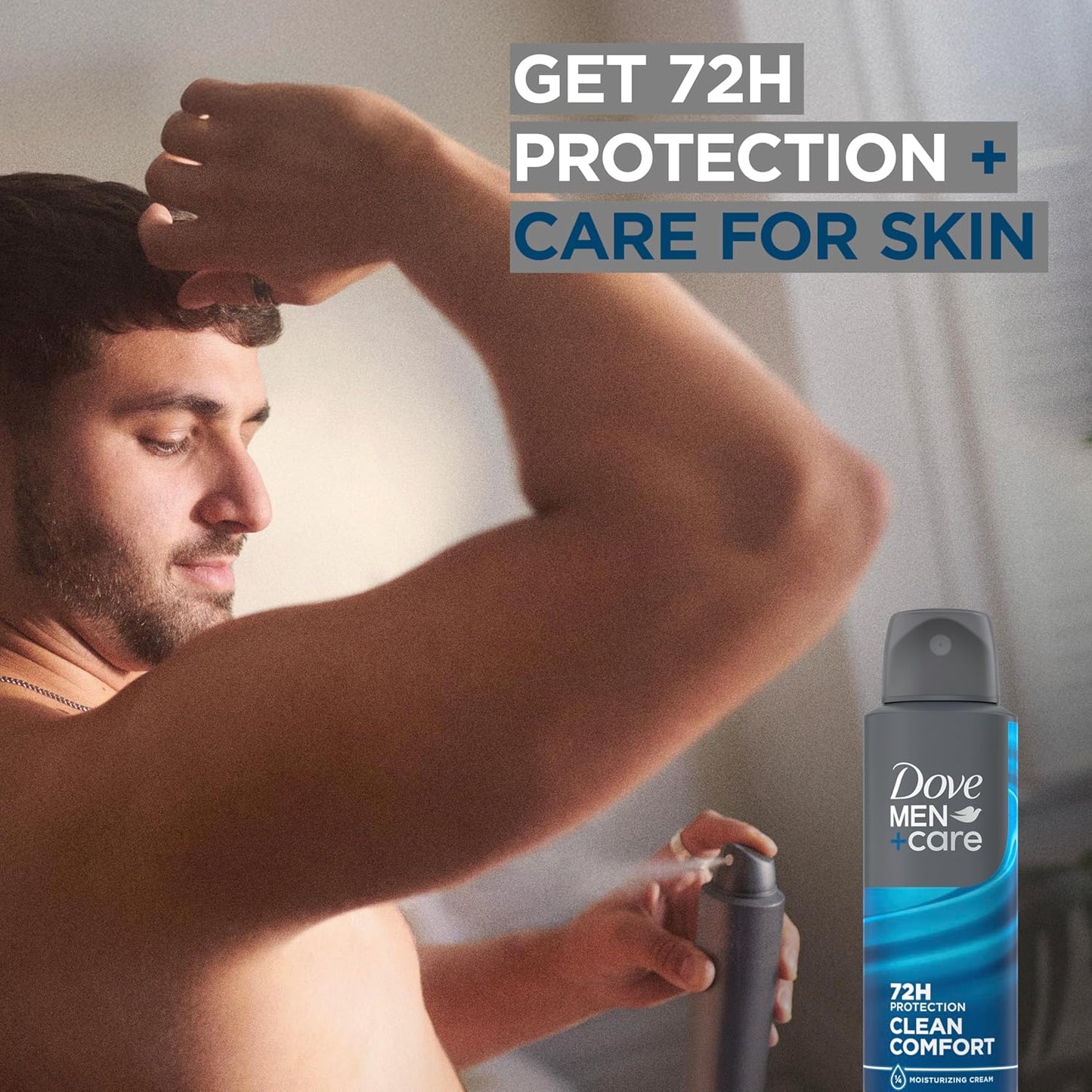 HotDove Men+Care Antiperspirant Deodorant Dry Spray Clean Comfort For Men 72-hour Sweat and Odor Protection with Triple Defense Technology, 3.8 Ounce (Pack of 3)