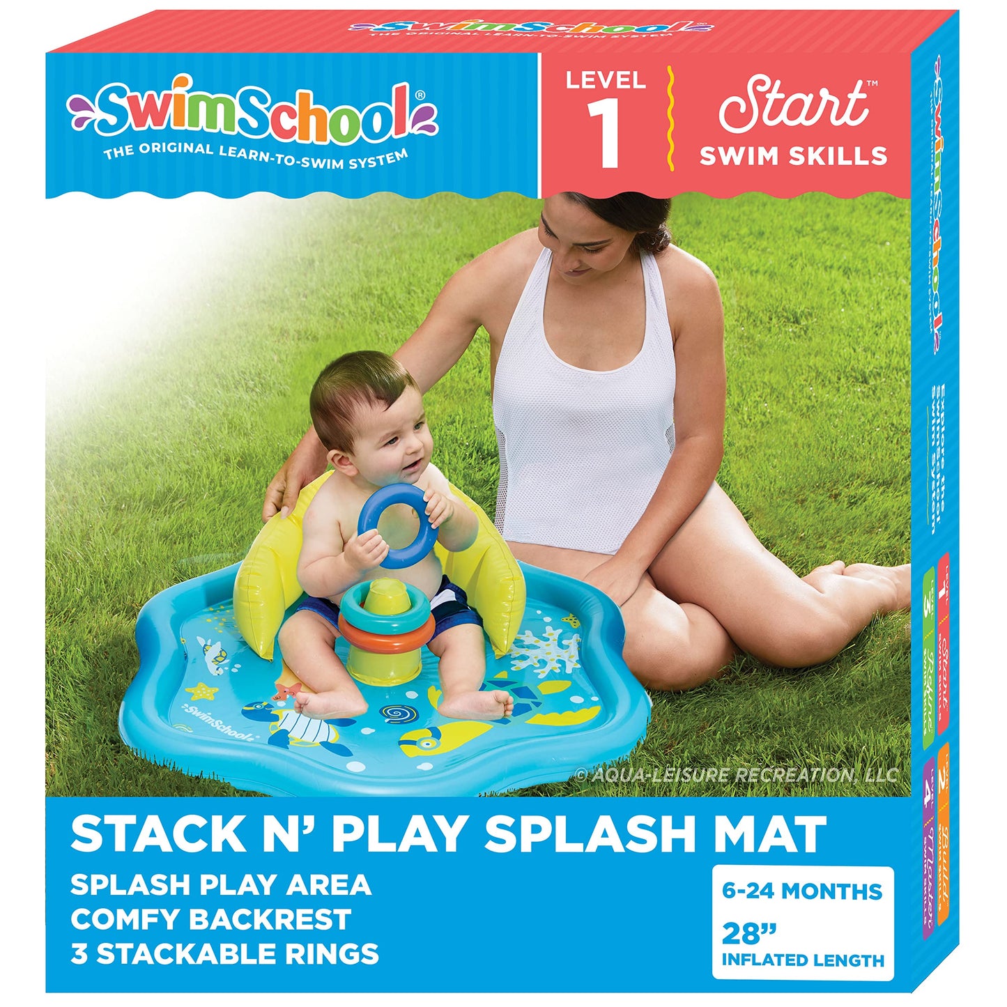 HotSwimSchool Infant Baby Pool Floats, Free Swimming, Super Buoyant – Ages 6-24 Months – Multiple Colors/Styles – Adjustable Canopies and Seats, Splash & Play Baby Floaties