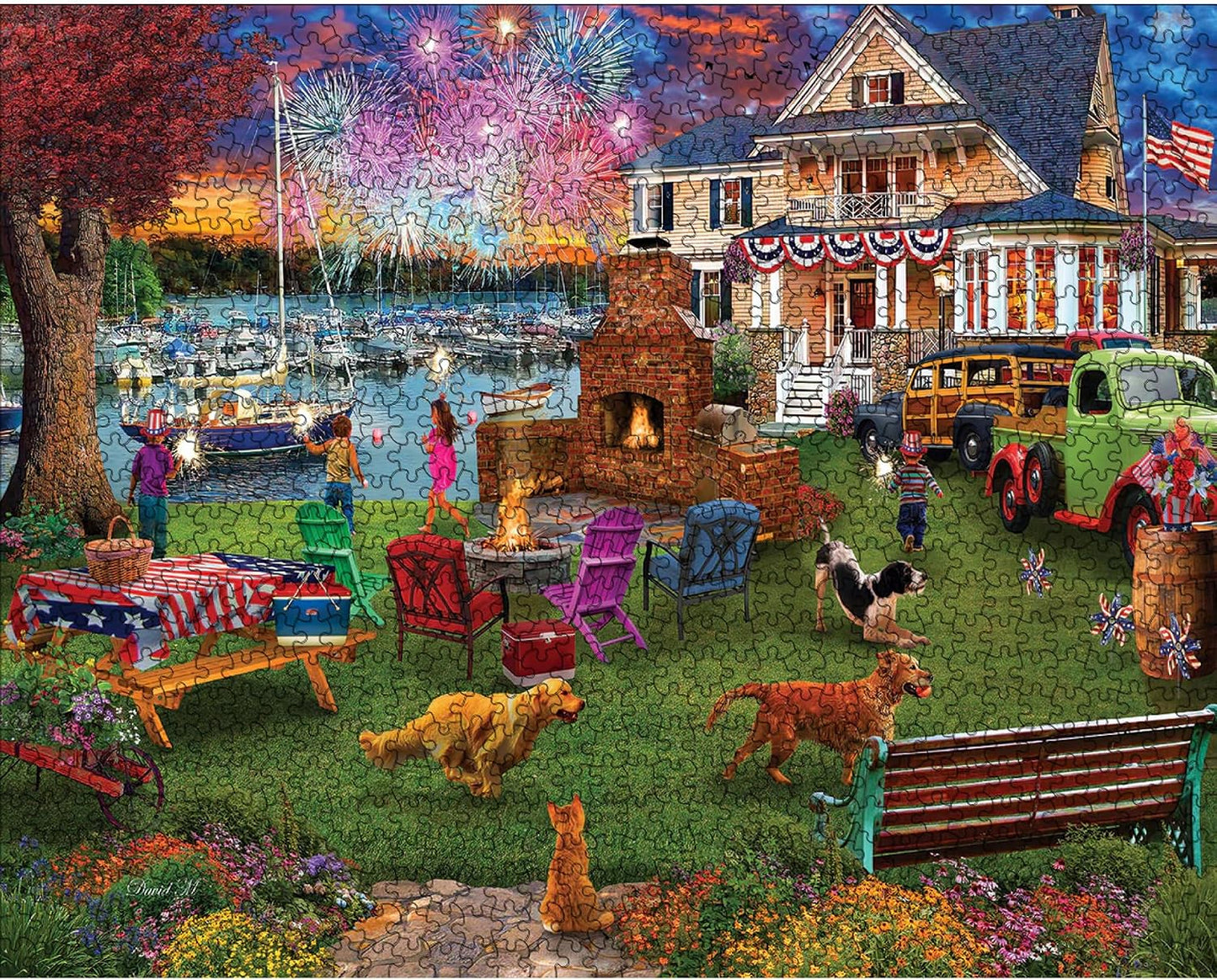 HotWhite Mountain 1000 Piece Jigsaw Puzzle Patriotic Summer, 4th of July | Large Pieces, Gift for Adults and Family, 24"x30" in, Celebration