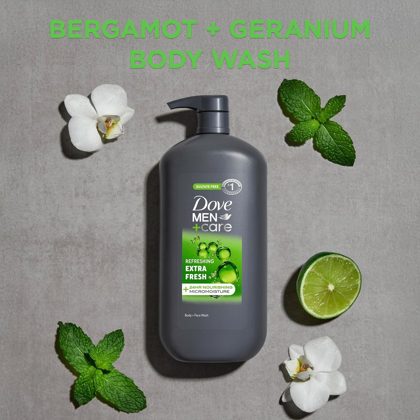 HotDOVE MEN + CARE Body and Face Wash Refreshing Extra Fresh Men's Body Wash with 24-Hour Nourishing Micromoisture Technology 30 oz