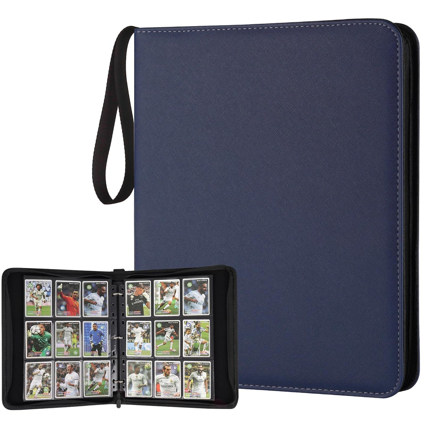 HotGERMUN 9 Pocket Trading Card Binder,720 Cards,40 Top-Loading Pages, Double Sided Pockets PU Cover Zipper Collection Album Folder for Standard MTG, TCG, Sports Cards(Black)