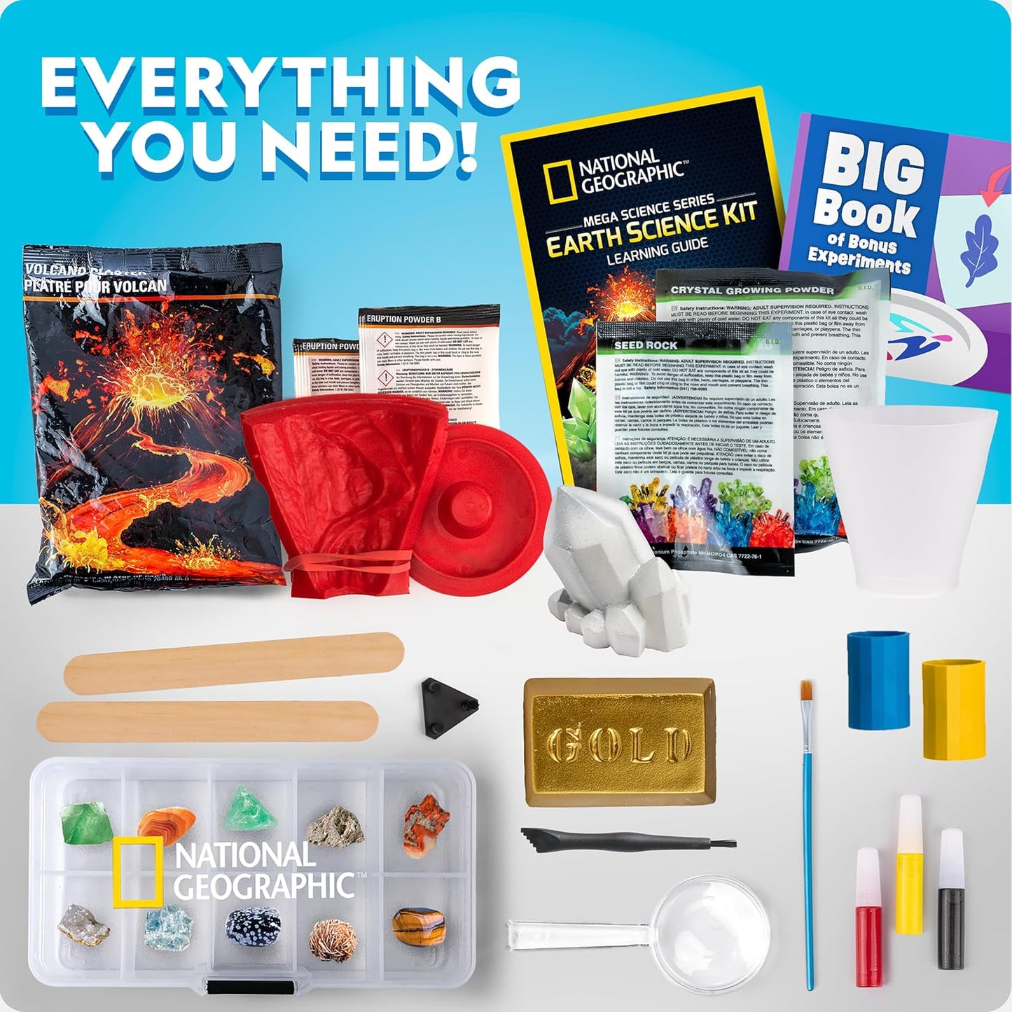 Hot National Geographic Earth Science Kit with 100+ Activities for Kids 8-12 | Crystal Growing, Volcano Experiments, Rock Collection, Earth Science Activities, STEM Projects, Birthday Gift