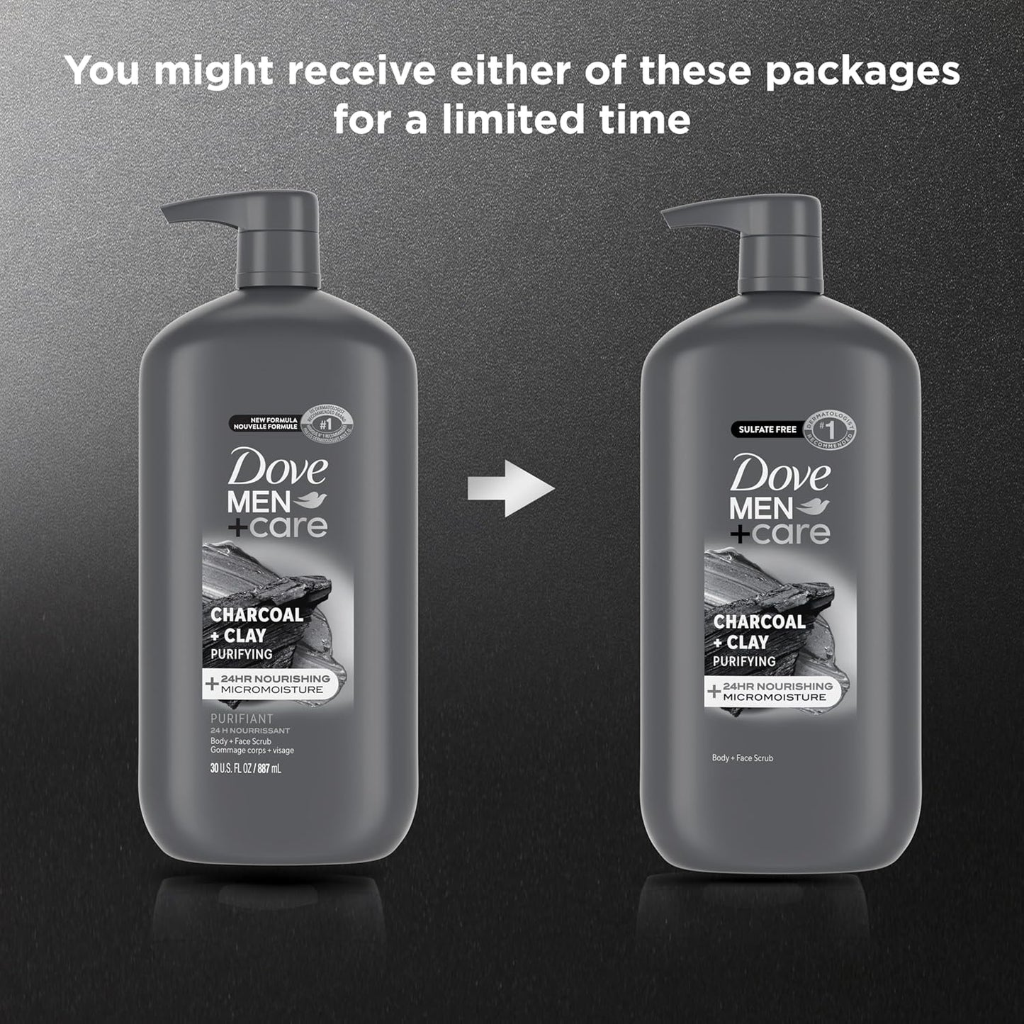 HotDOVE MEN + CARE Body and Face Scrub for Men, Charcoal Body Wash, 30 oz
