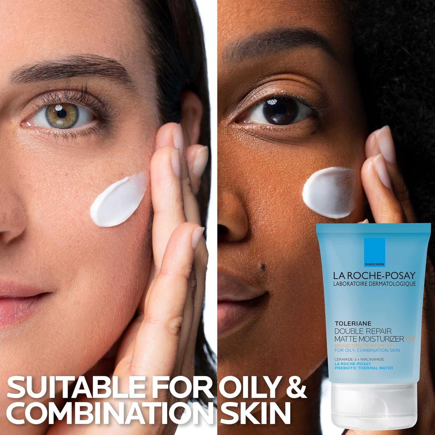 HotLa Roche-Posay Toleriane Double Repair Matte Face Moisturizer, Daily Moisturizer For Oily Skin With Ceramide And Niacinamide For All Skin Tones, Oil Free, Non-Comedogenic, Available with SPF 30