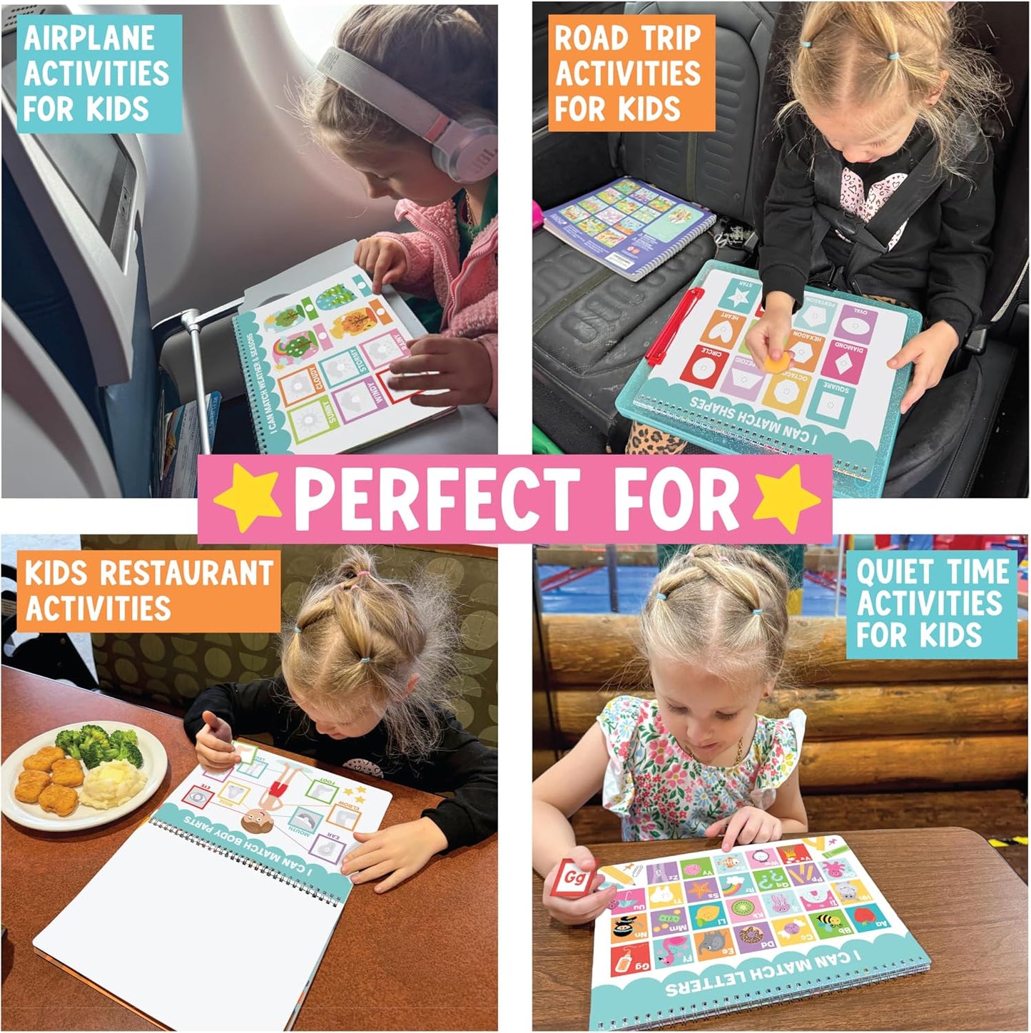 HotHadley Designs My First Busy Book Toddlers 3-5, Montessori Preschool Learning Activities Age 4-5, 174 Pcs Velcro Busy Book, Travel Toys Airplane Car Quiet Time, Sensory Toys, Toddler Birthday Gift